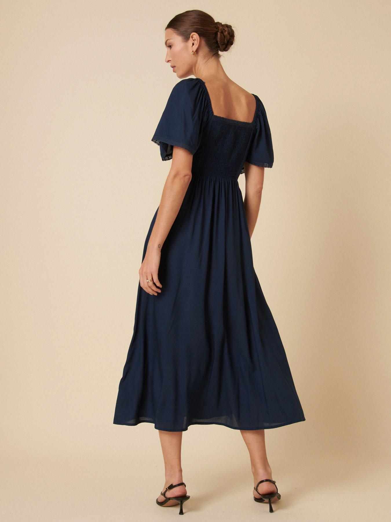  image of nobodys-child-mia-midi-dress-navy-blue