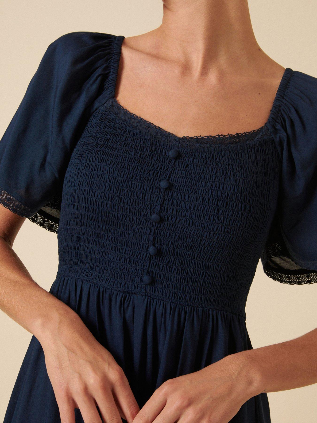  image of nobodys-child-mia-midi-dress-navy-blue
