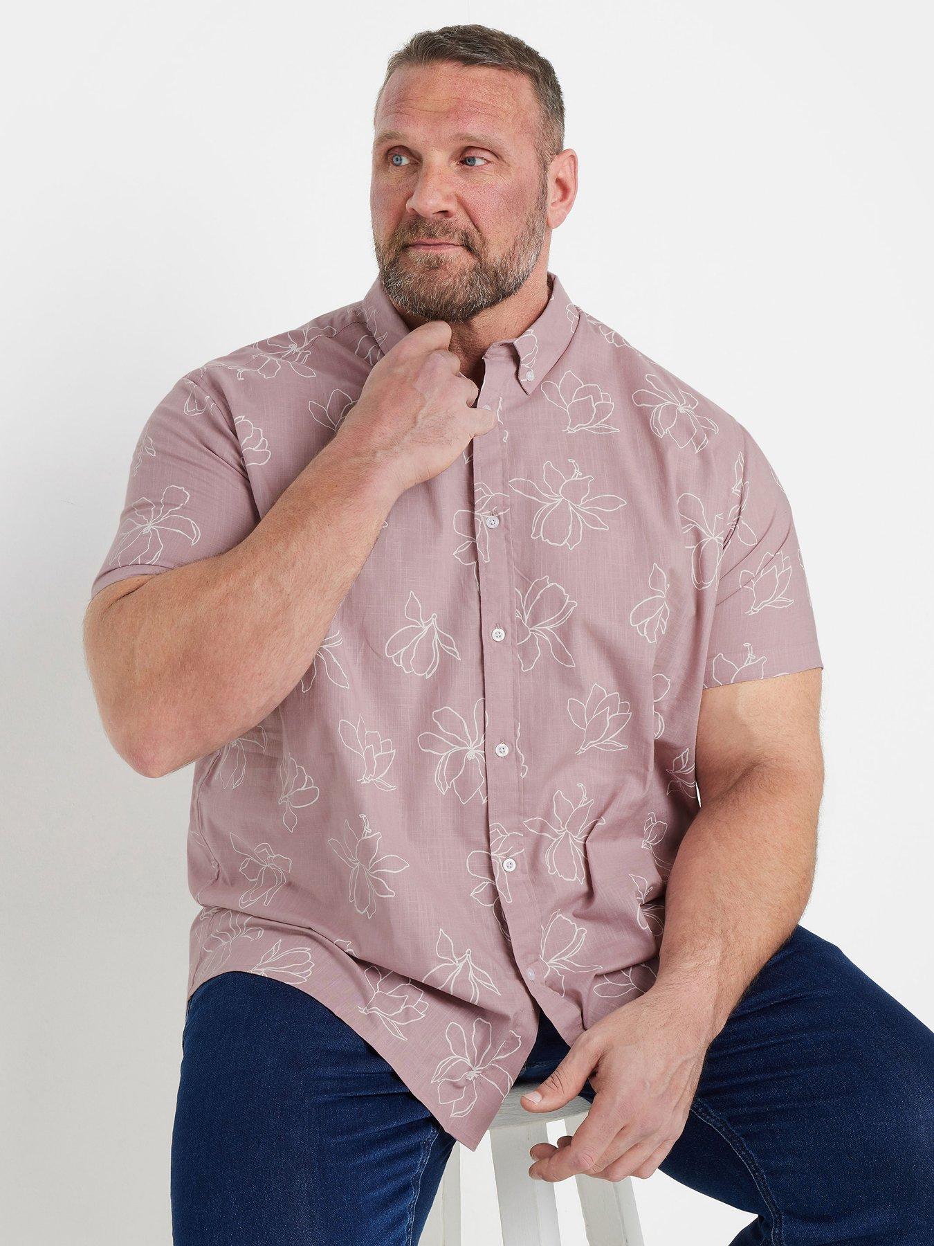 badrhino-linear-floral-slub-short-sleeve-shirt-pink