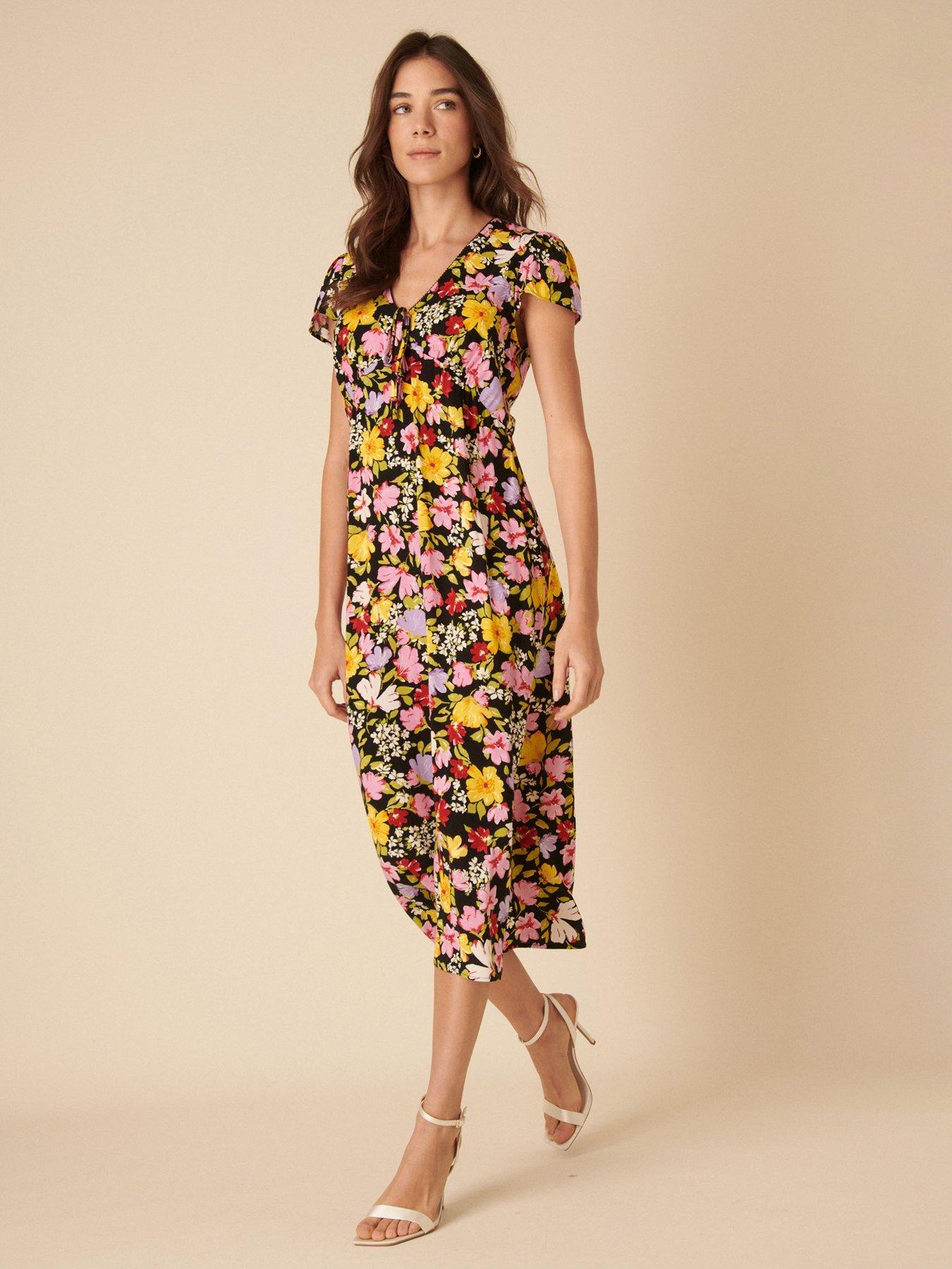 knee length dresses for ladies Billie Puff Sleeve Textured Midi Dress – Love, Odette