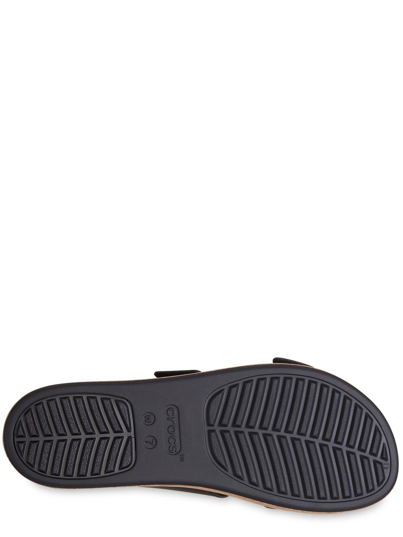  image of crocs-brooklyn-buckle-cork-low-wedge-sandal-black