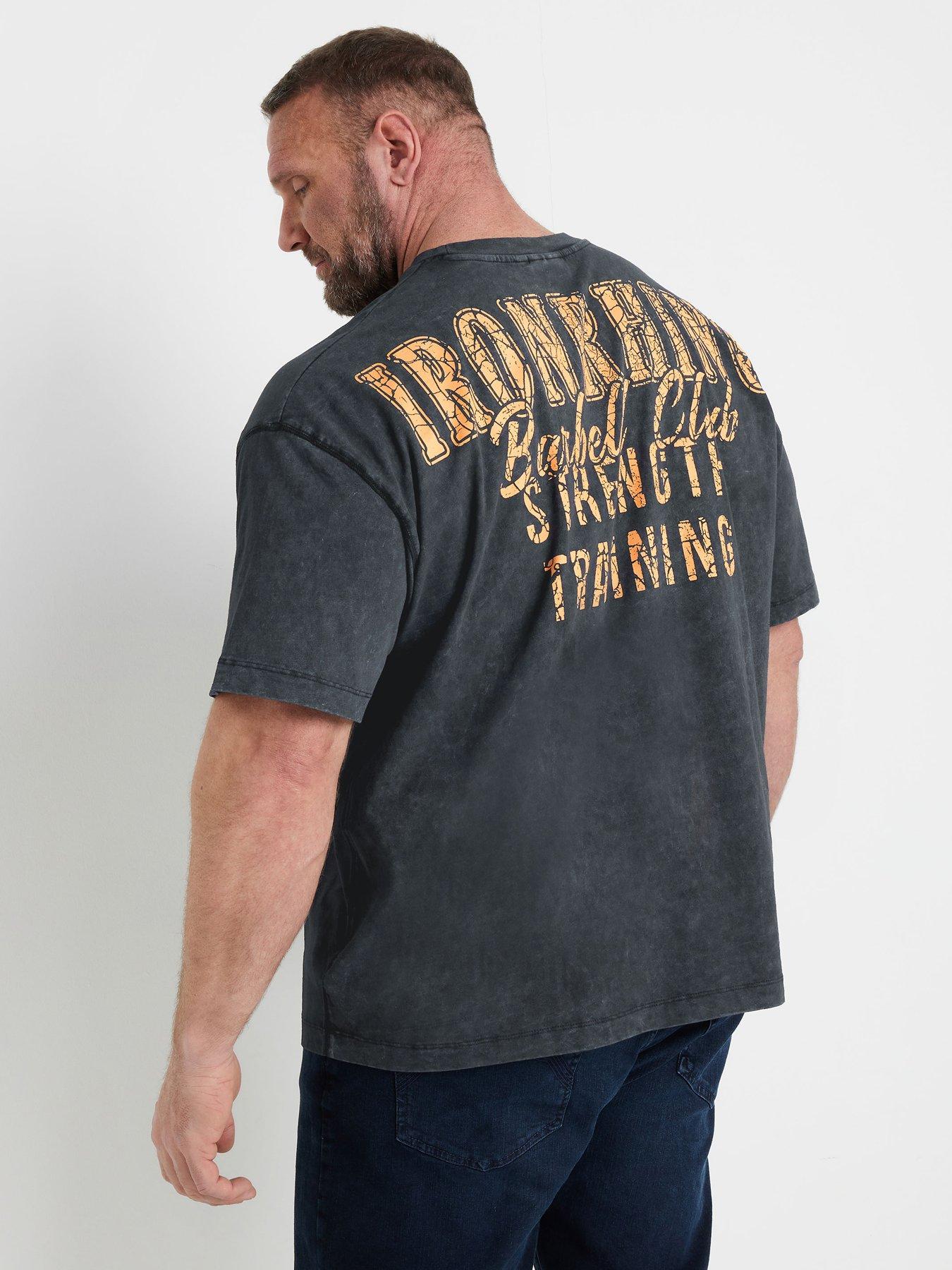 image of badrhino-ironrhino-barbell-club-printed-t-shirt-grey