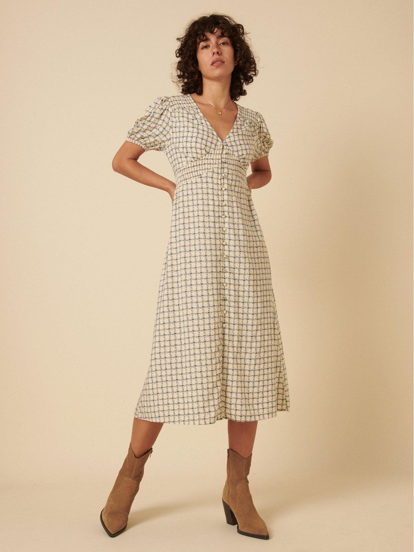 undefined Lucinda Ditsy Cherie Midi Dress - White