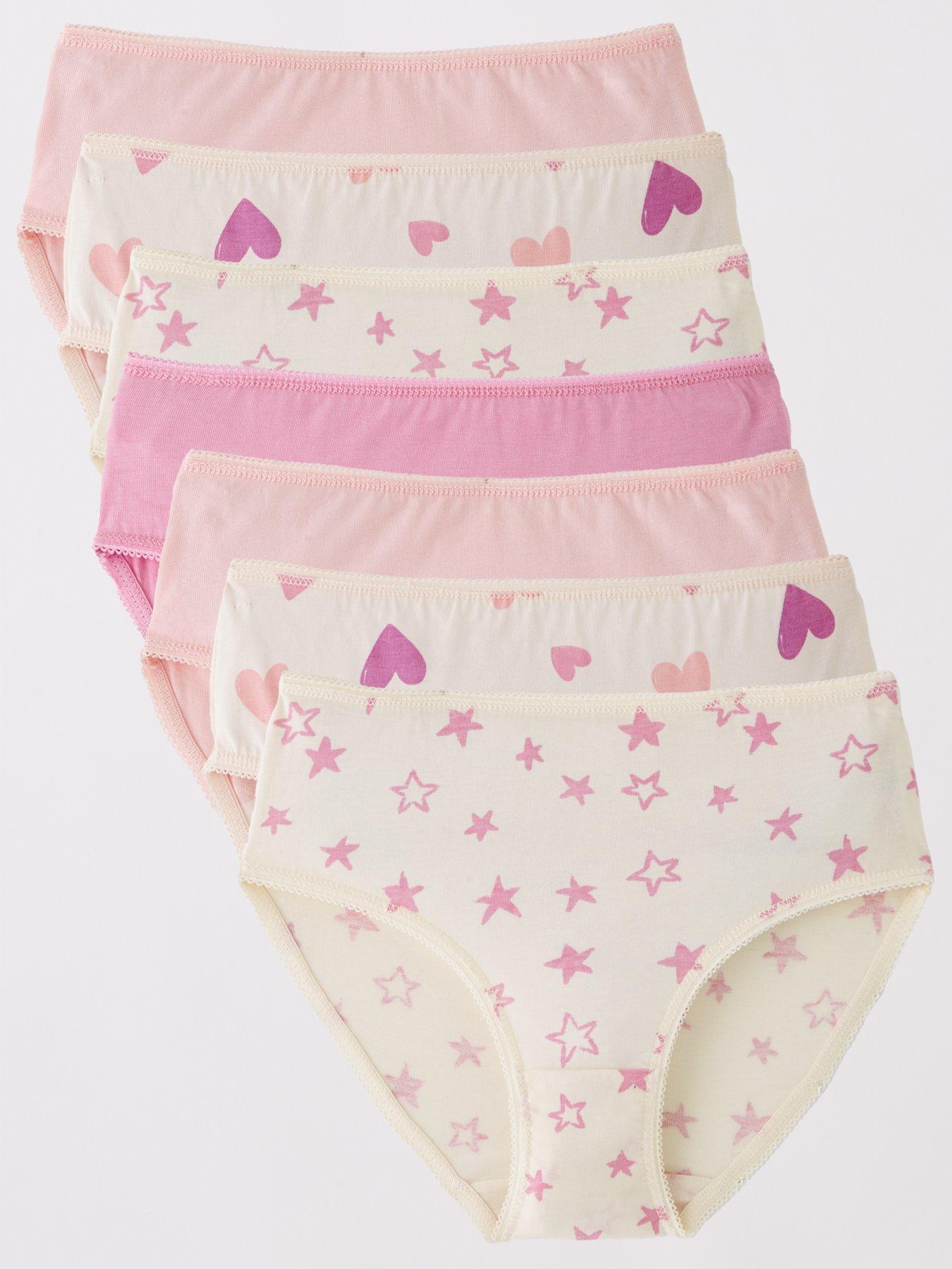 undefined Girls 7 Pack Briefs - Star/Heart Print