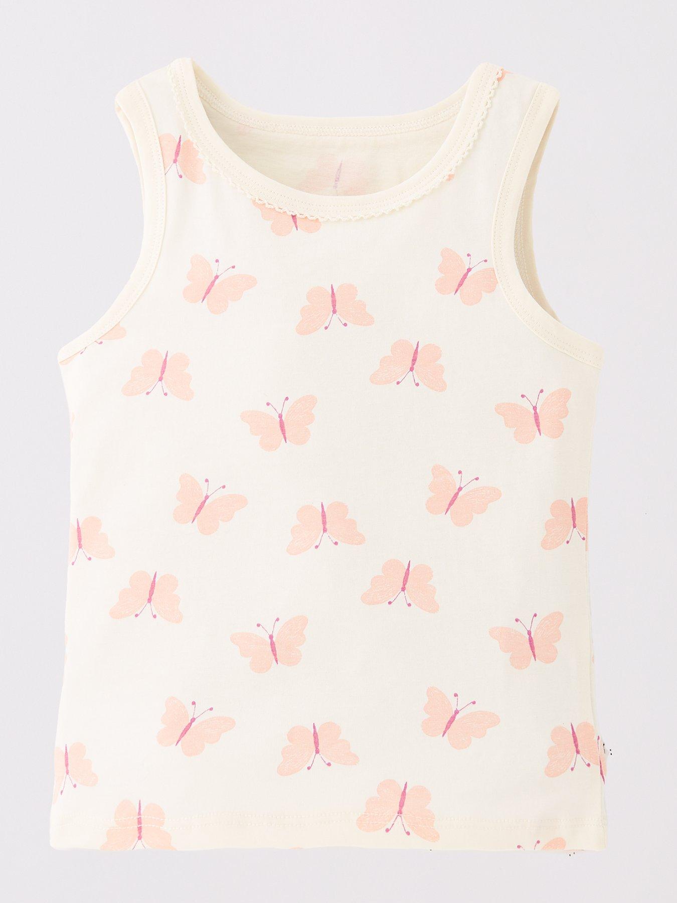 Image 2 of 5 of Mini V by Very Girls 3 Pack Vests Butterfly Print - Multi