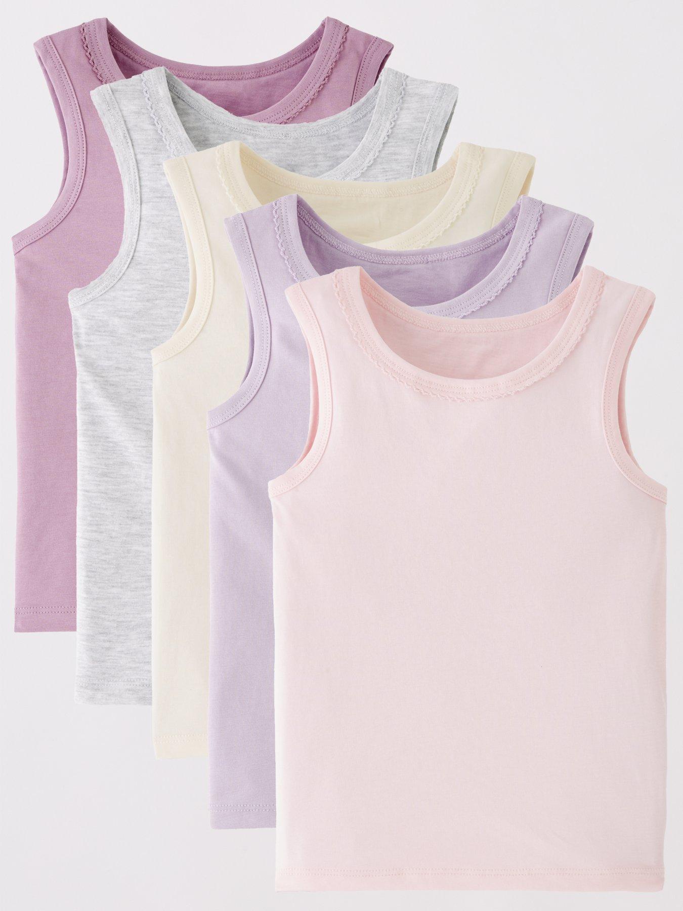 undefined Girls 5 Pack Vests (All Solids) - Multi