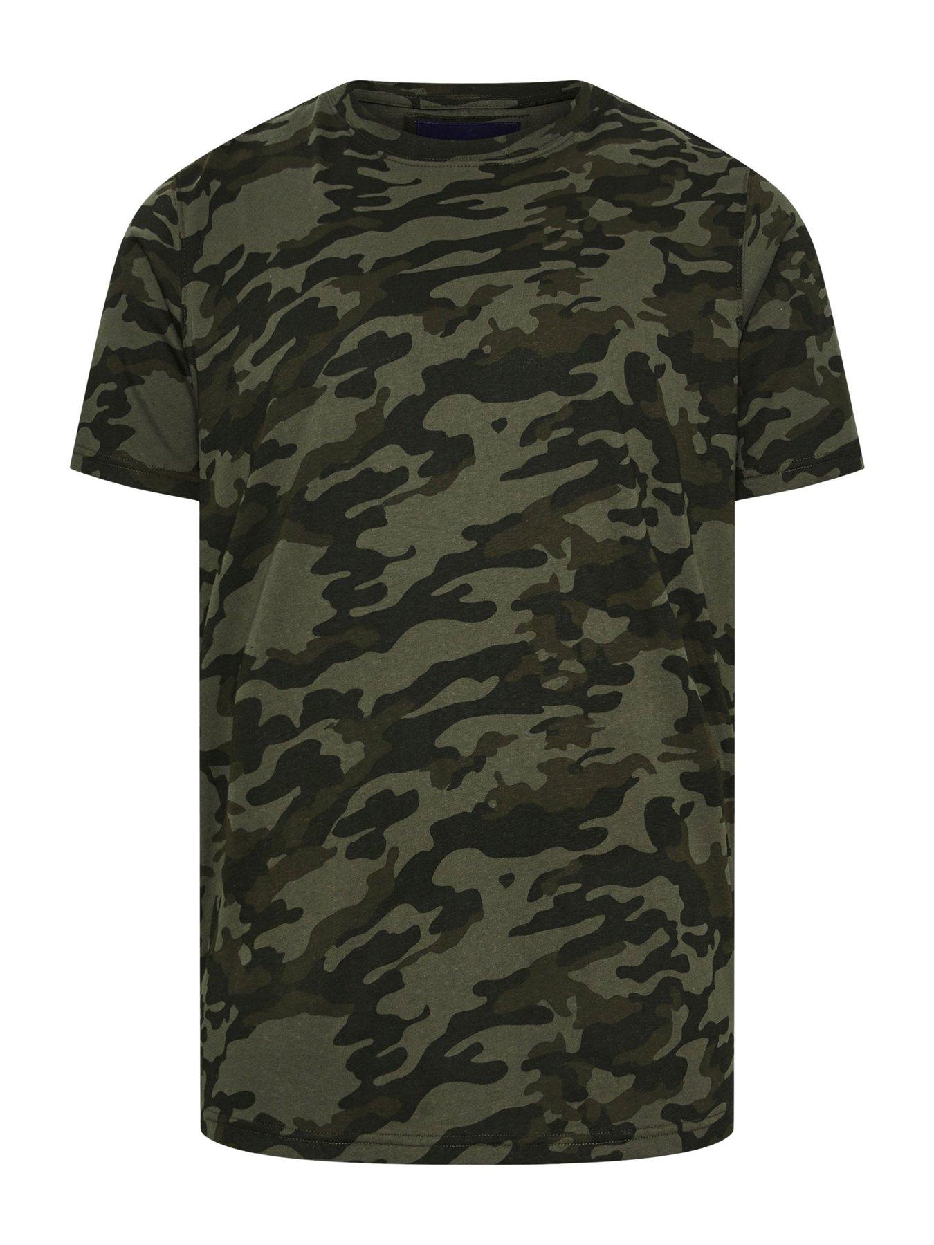  image of badrhino-camo-printed-t-shirt-green