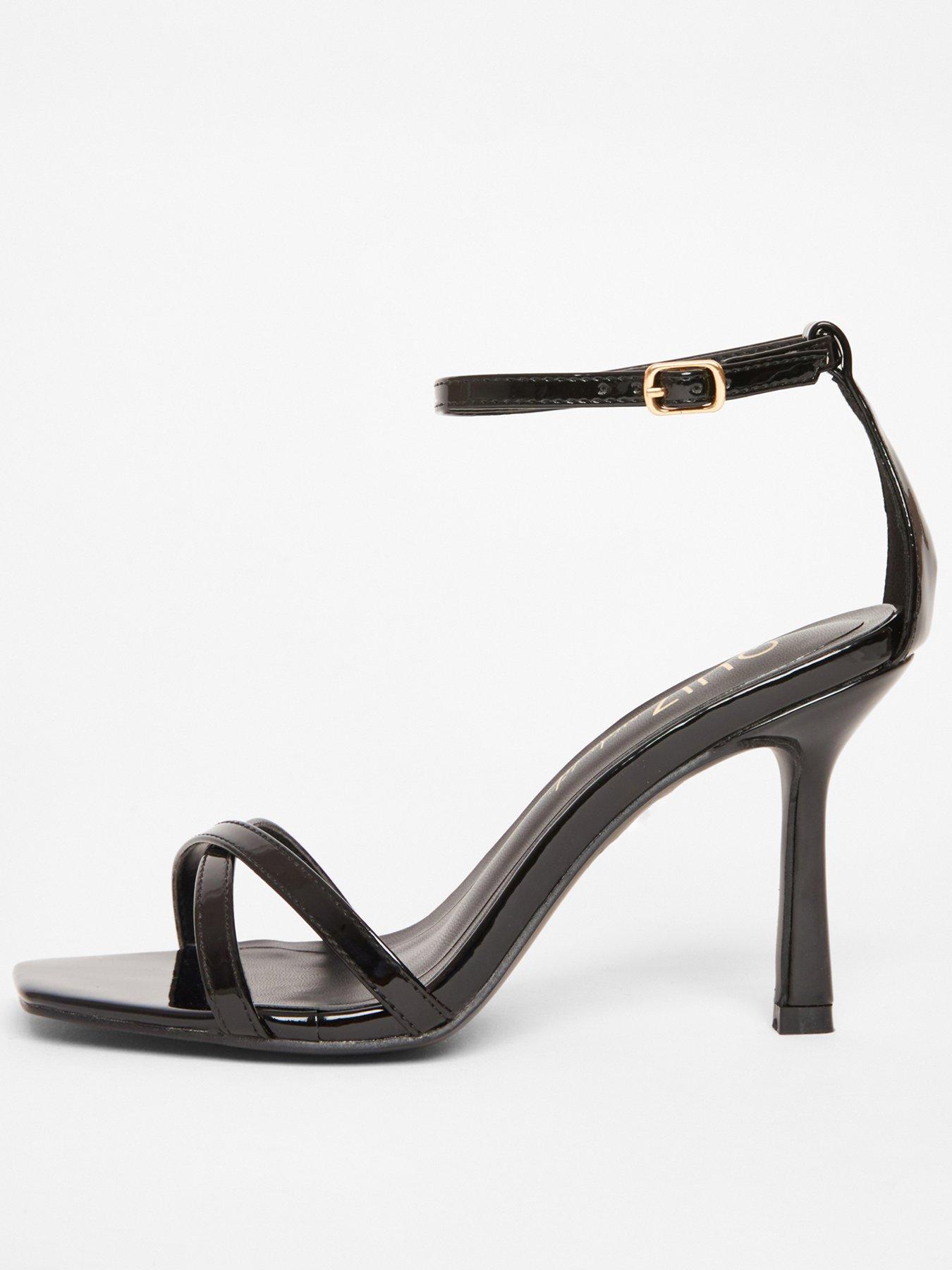 undefined Wide Fit Black Barely There Heels