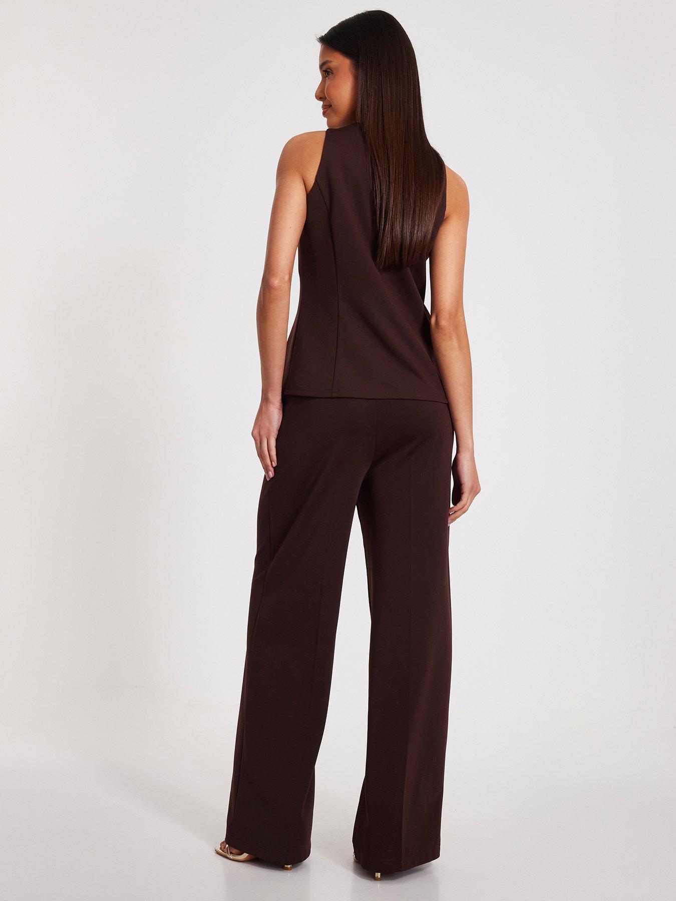 Image 2 of 6 of Quiz Brown Wide Leg Trousers