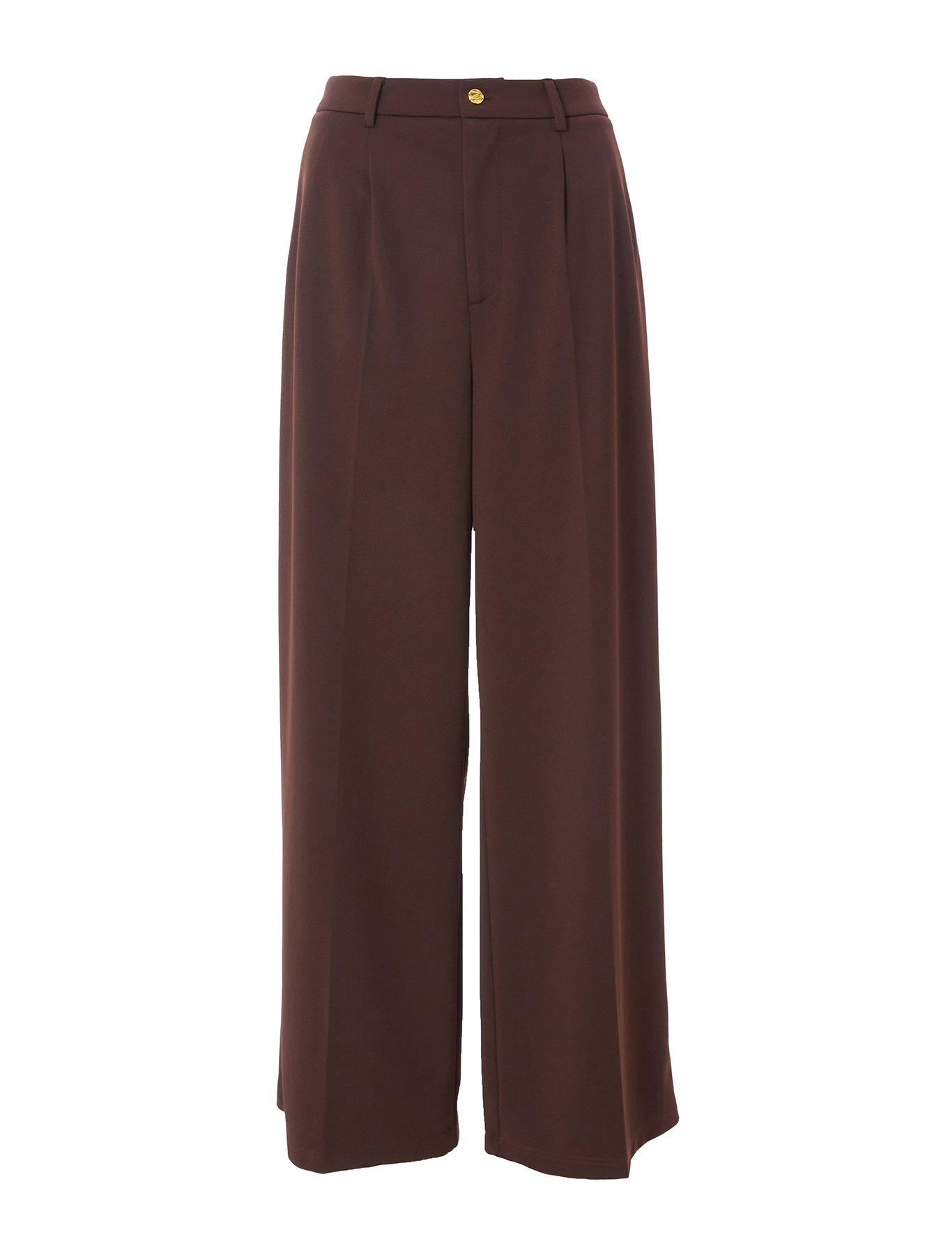 Image 4 of 6 of Quiz Brown Wide Leg Trousers