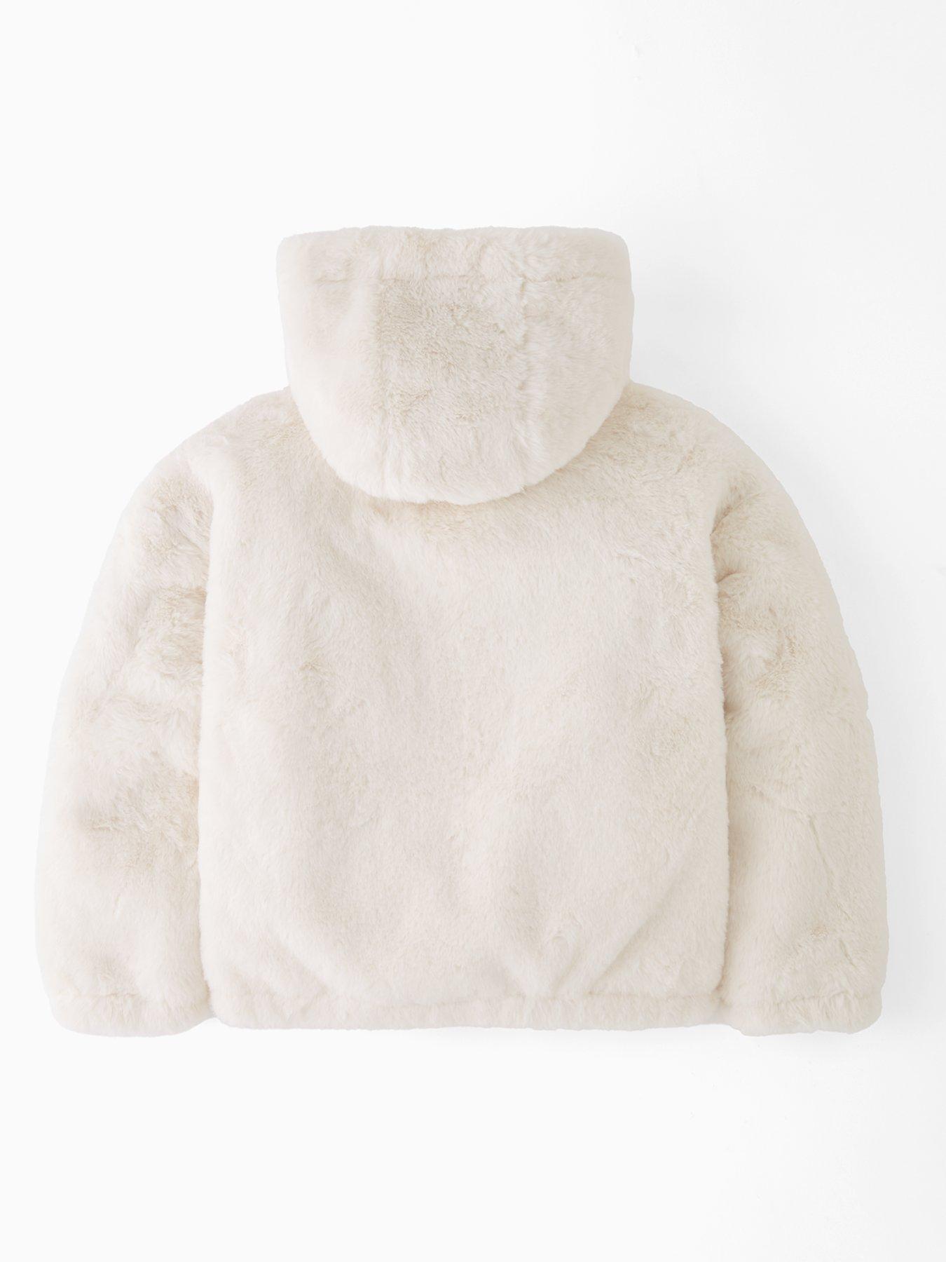 Image 2 of 5 of V by Very Girls Faux Fur Jacket - Cream