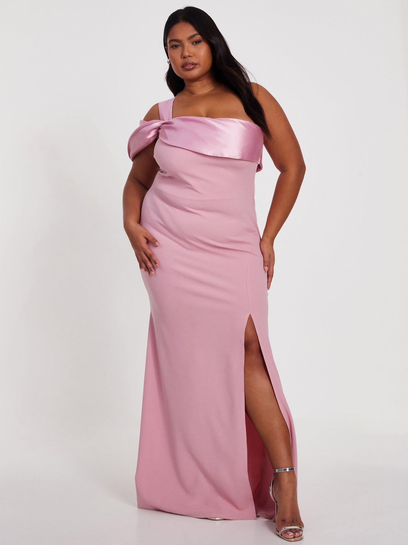  image of quiz-curve-blush-one-shoulder-maxi-dress