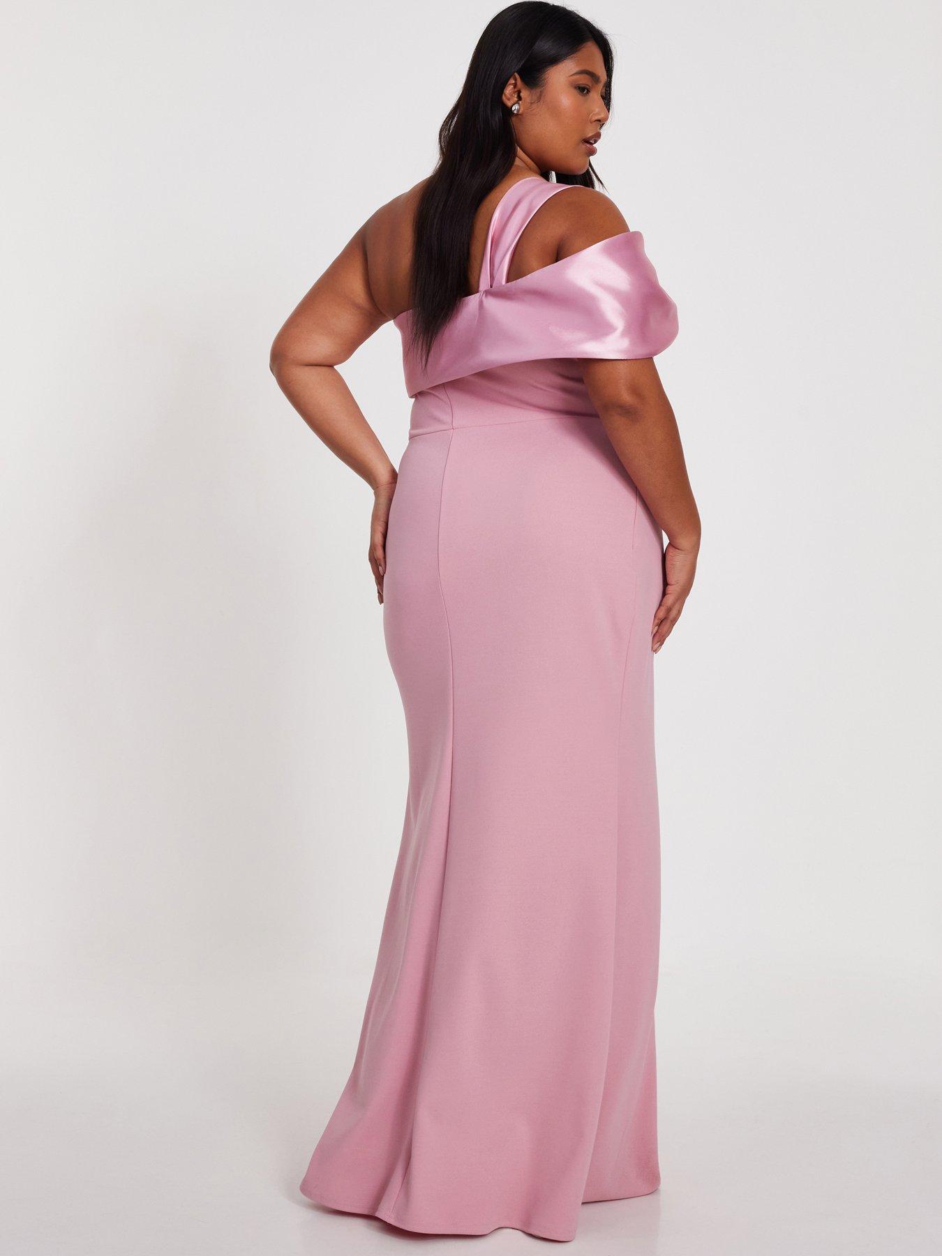  image of quiz-curve-blush-one-shoulder-maxi-dress