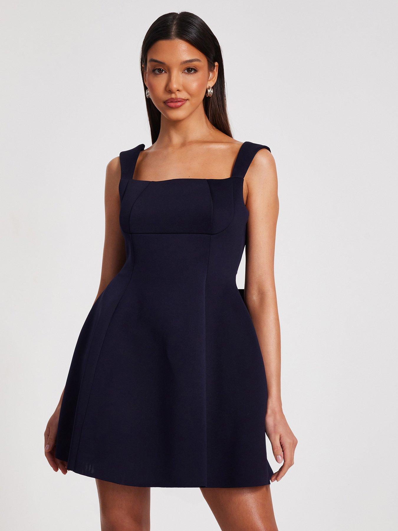 undefined Navy Bow Skater Dress