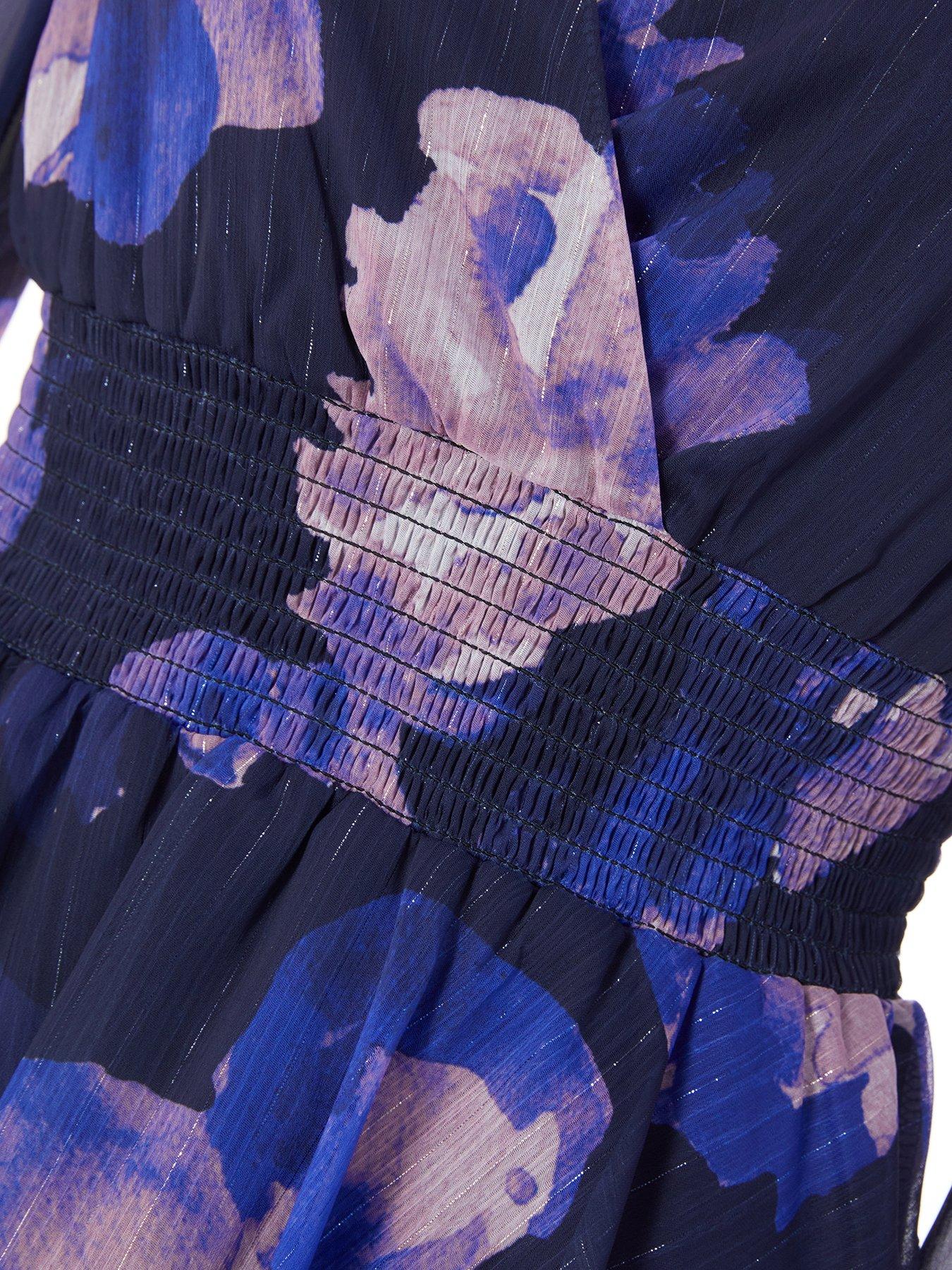  image of quiz-navy-floral-tiered-skater-dress