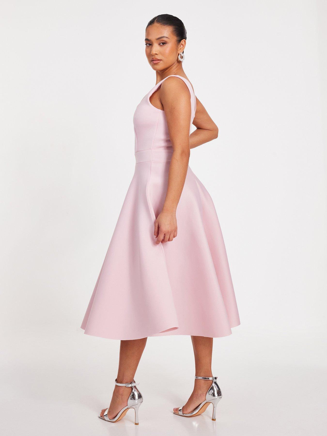 Quiz Petite Baby Pink Fit And Flare Dress | Littlewoods