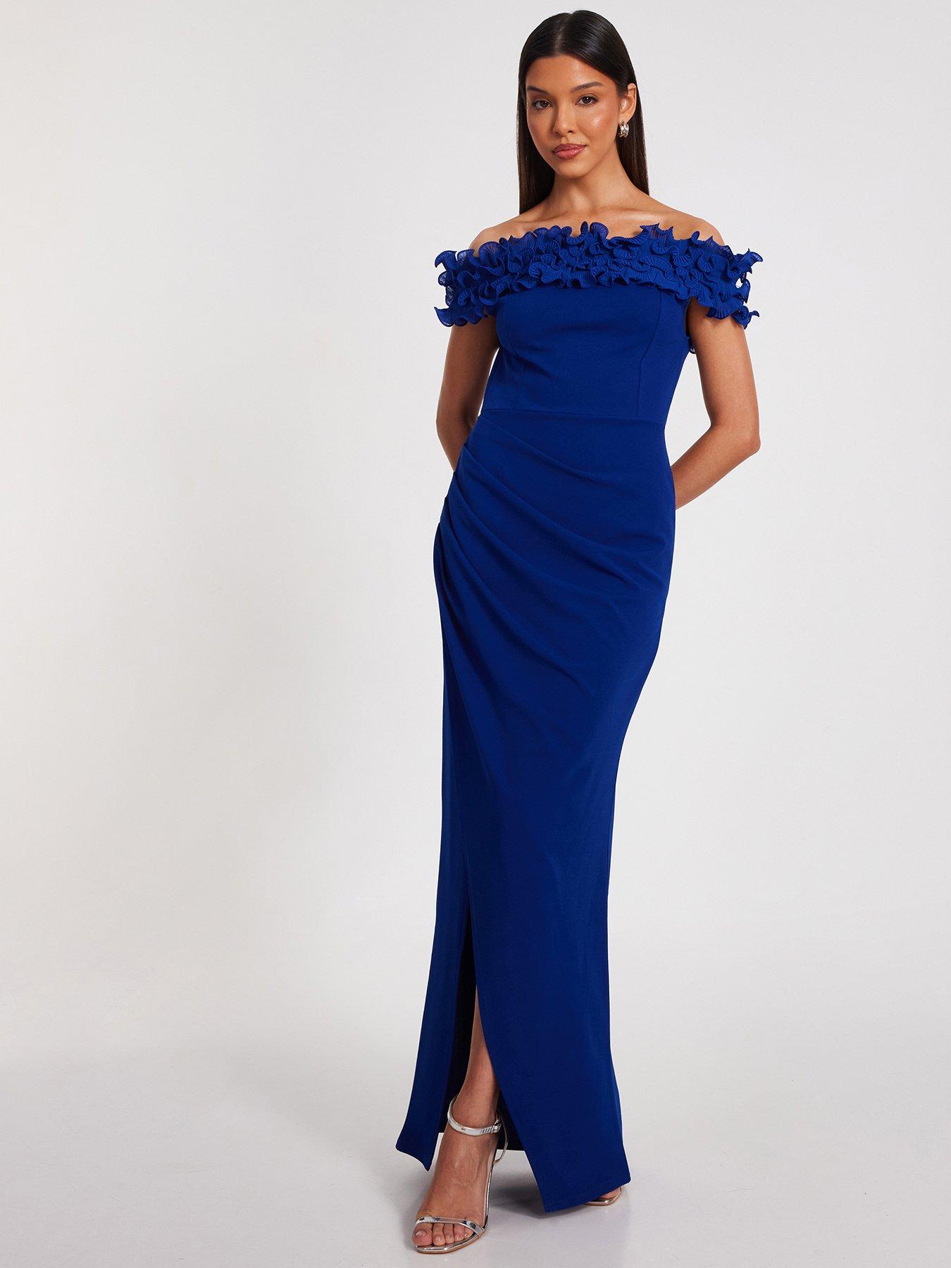 Quiz Royal Blue Ruffle Maxi Dress | Littlewoods