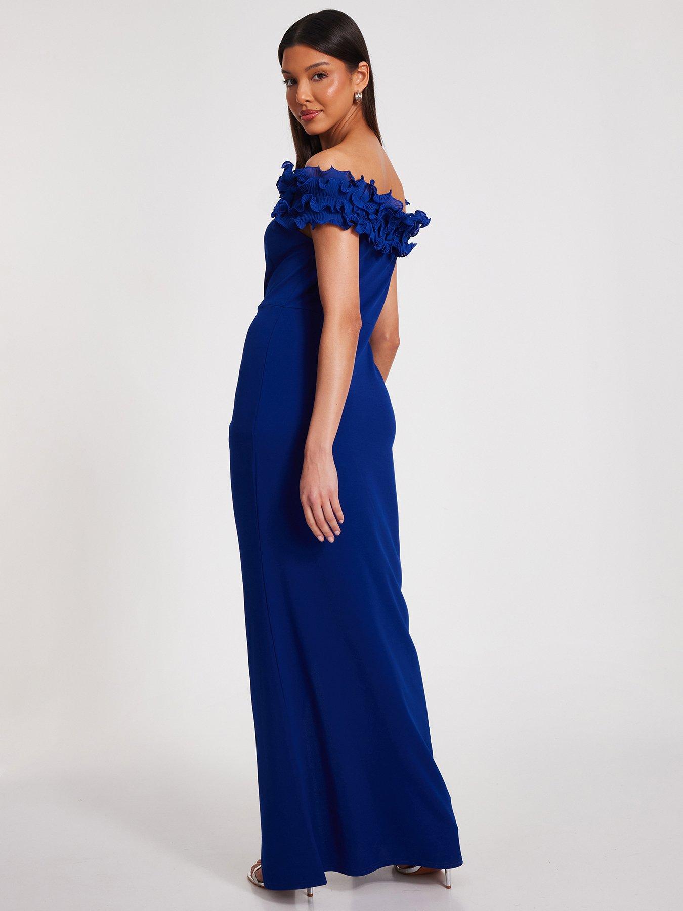  image of quiz-royal-blue-ruffle-maxi-dress