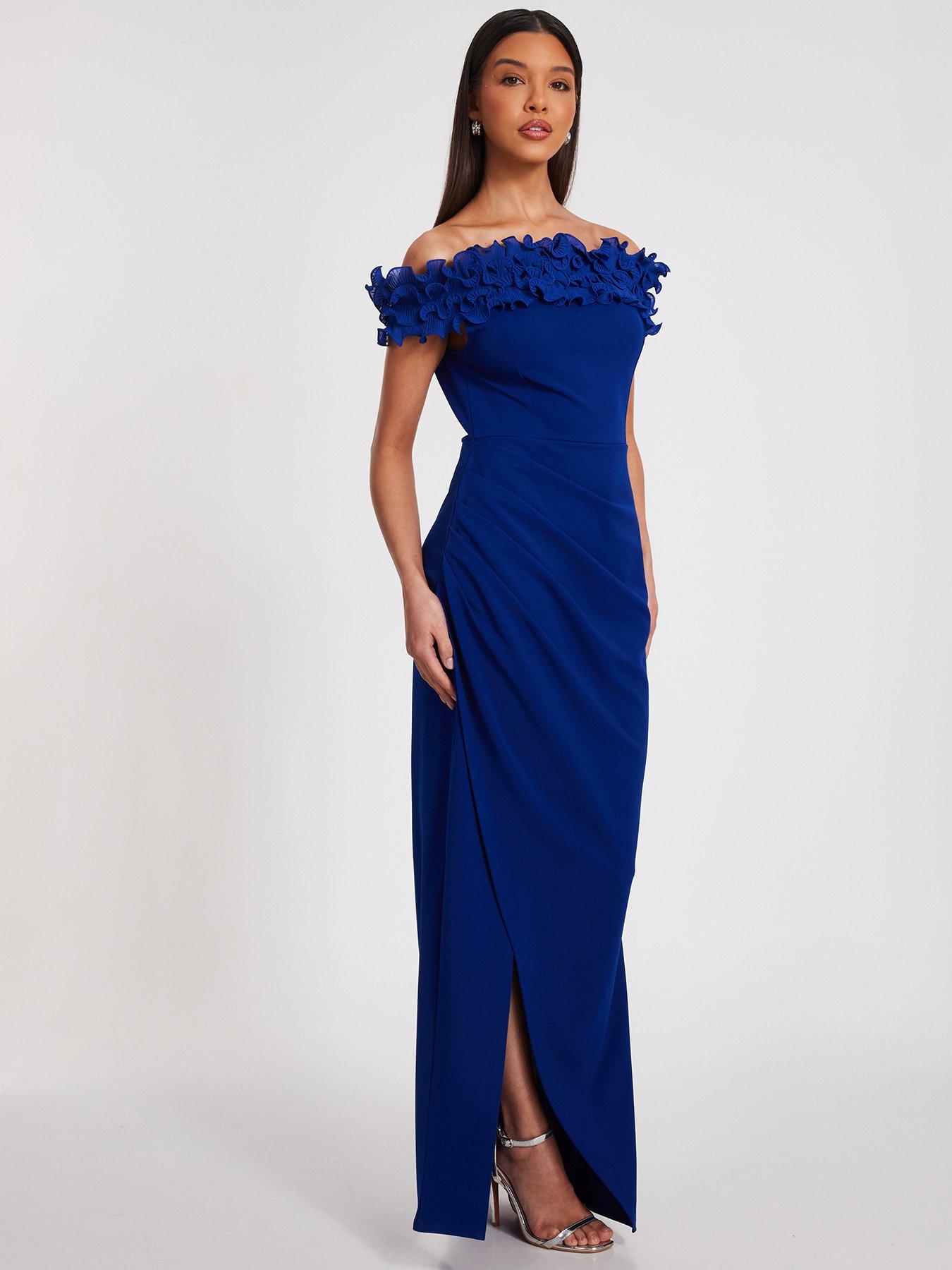  image of quiz-royal-blue-ruffle-maxi-dress