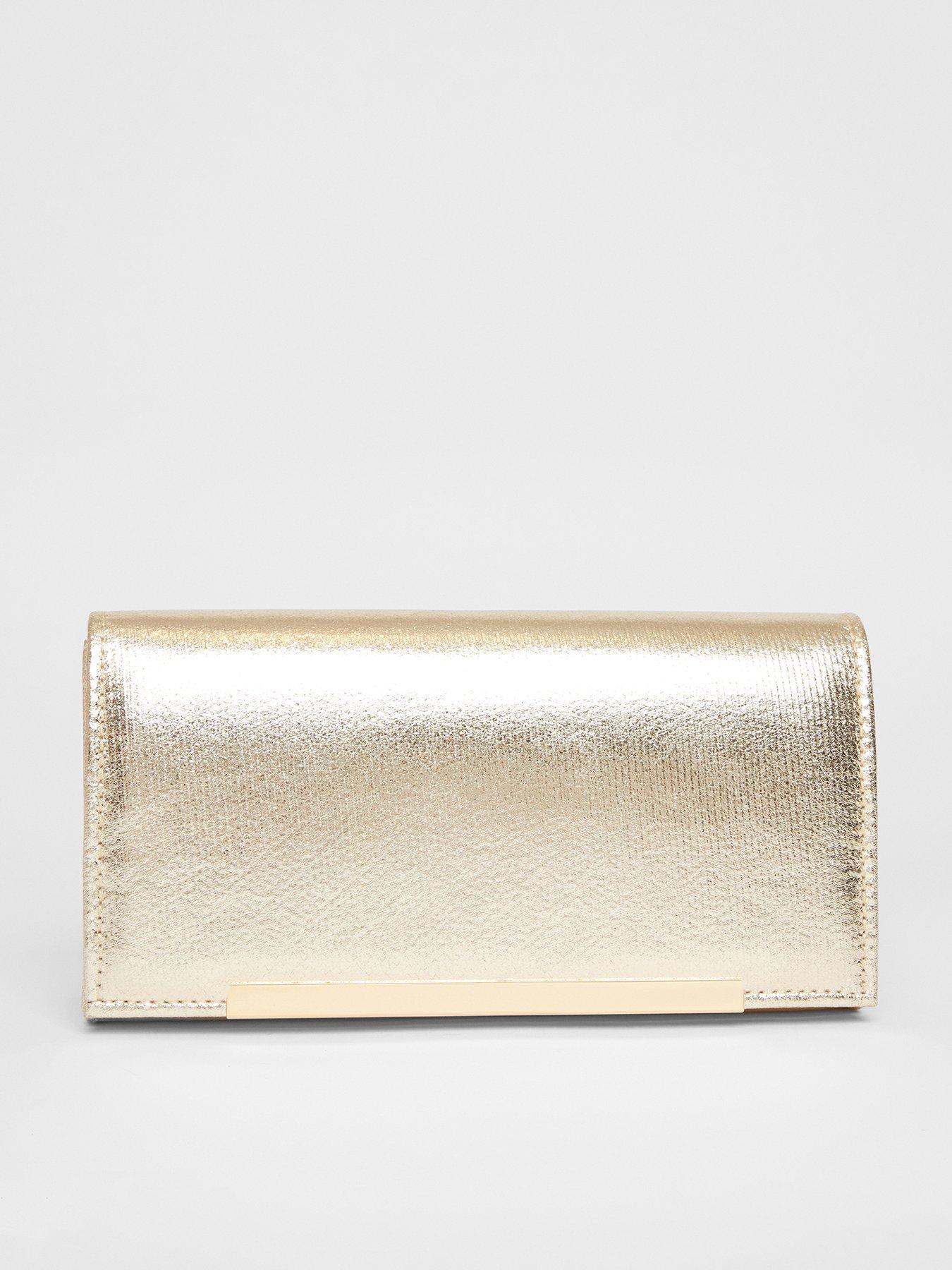  image of quiz-gold-metallic-clutch-bag
