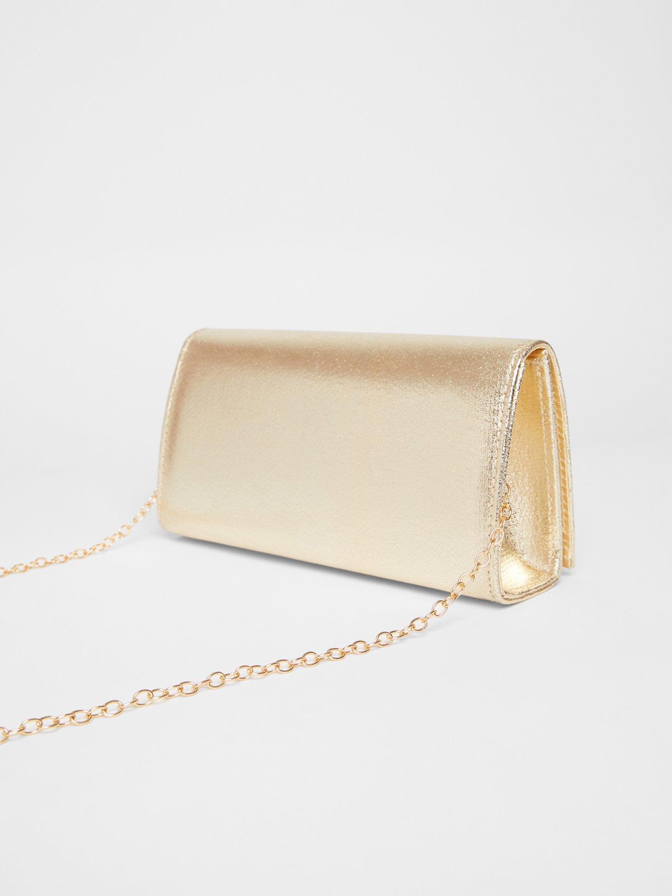  image of quiz-gold-metallic-clutch-bag