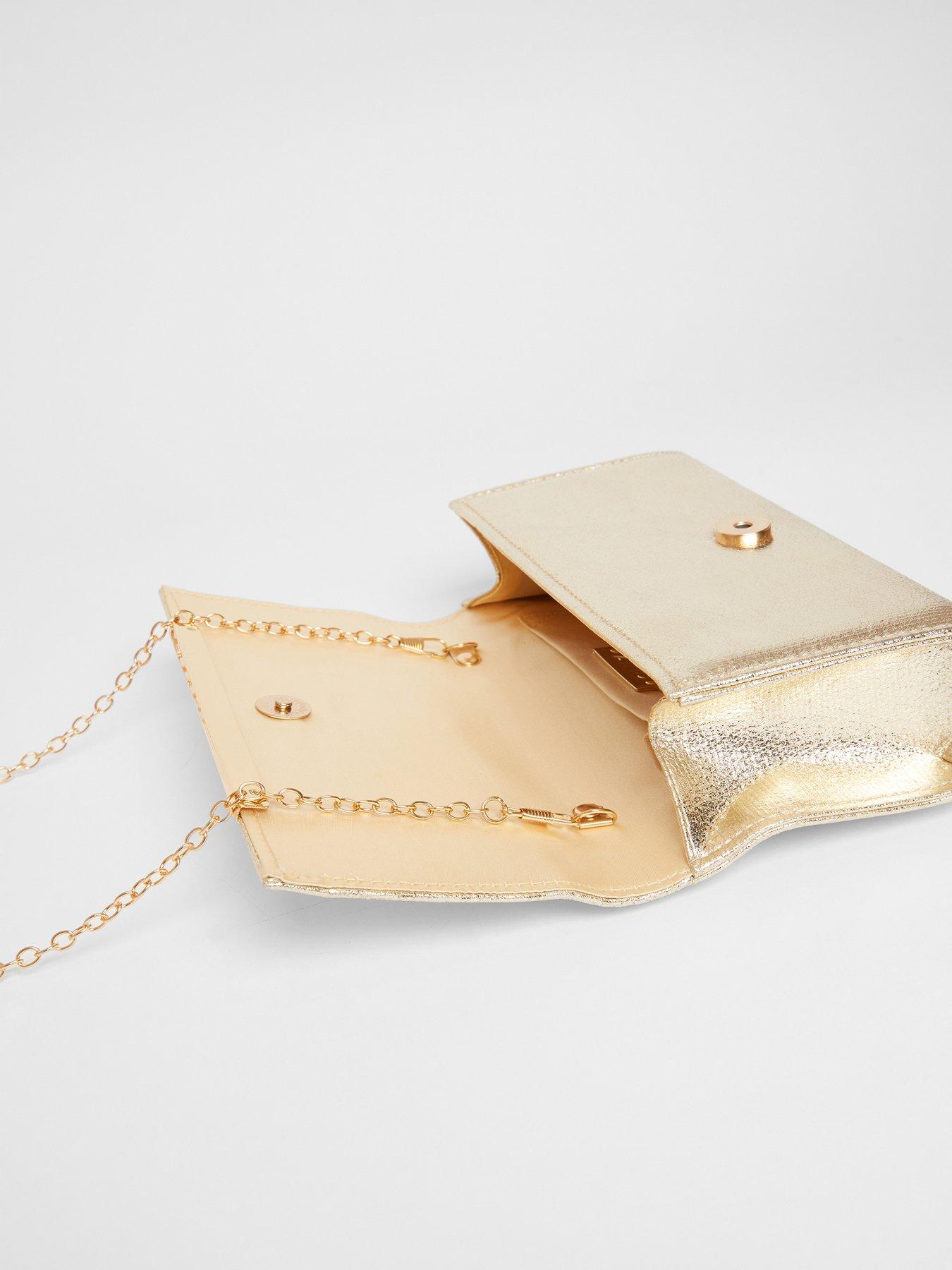  image of quiz-gold-metallic-clutch-bag