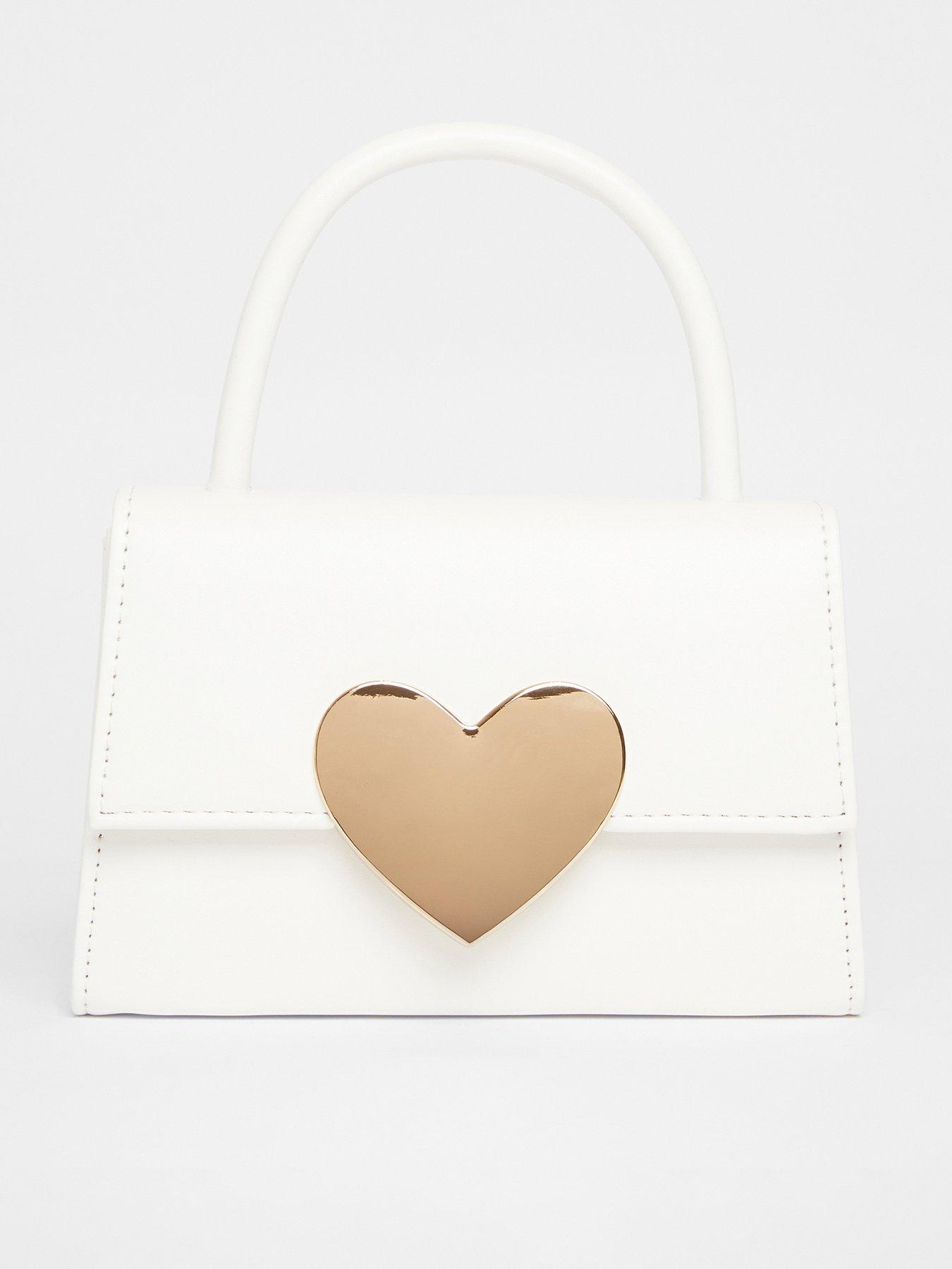 undefined White Heart Detail Bag