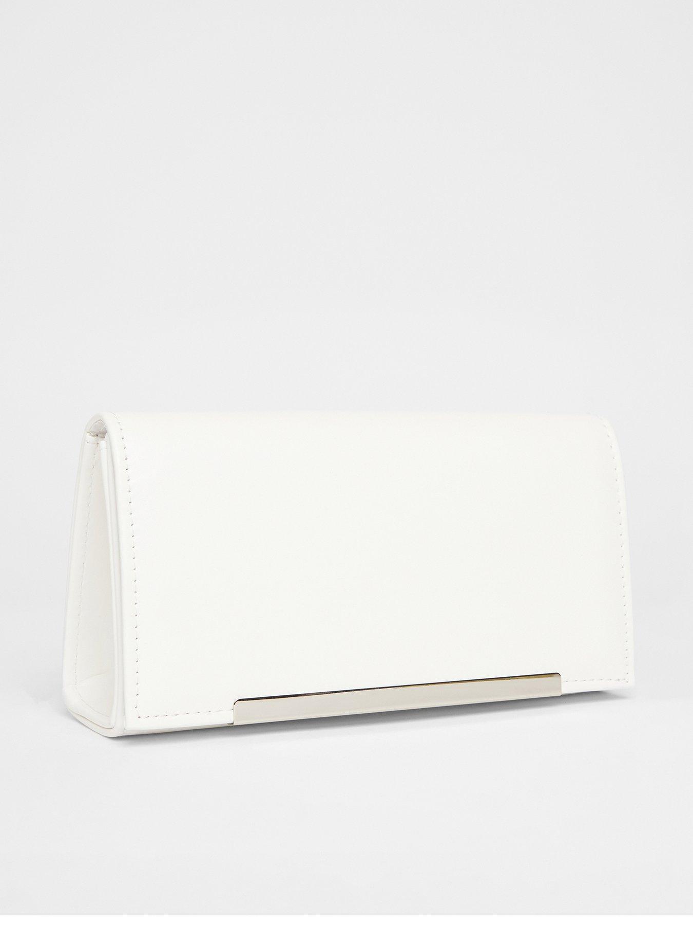  image of quiz-white-metallic-clutch-bag