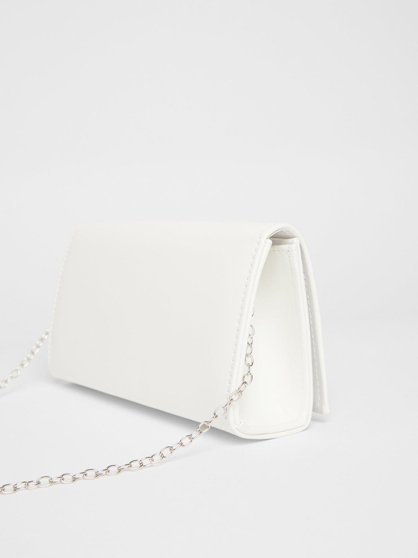  image of quiz-white-metallic-clutch-bag