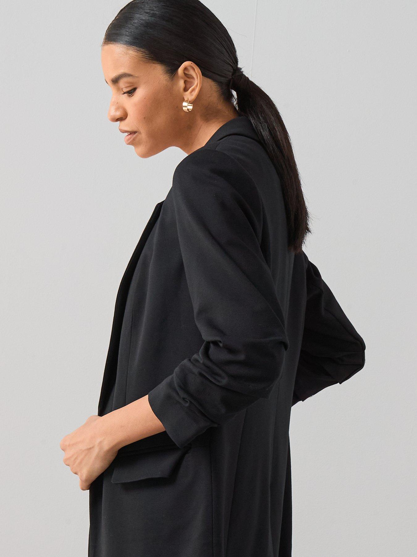  image of the-very-collection-ultimate-ruched-sleeve-blazer-black
