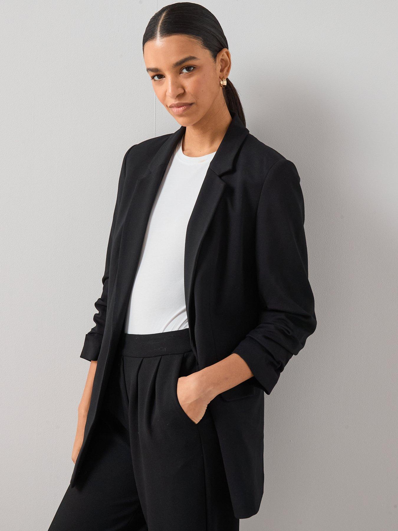  image of the-very-collection-ultimate-ruched-sleeve-blazer-black