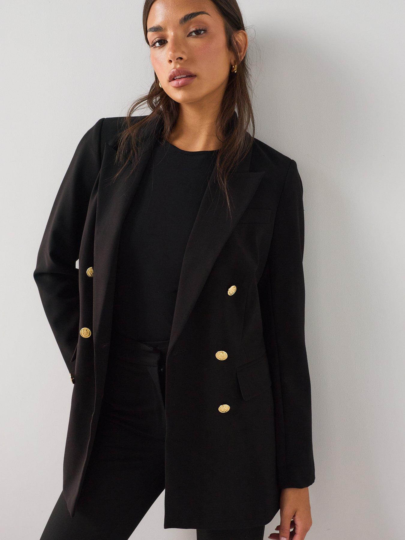 The Very Collection Long Line Military Jacket - Black