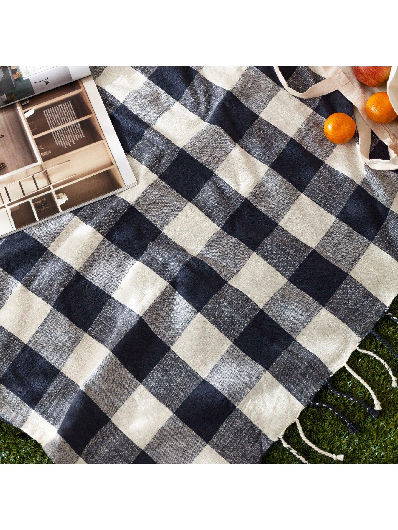  image of yard-chesil-100-cotton-check-throw--130x170cm