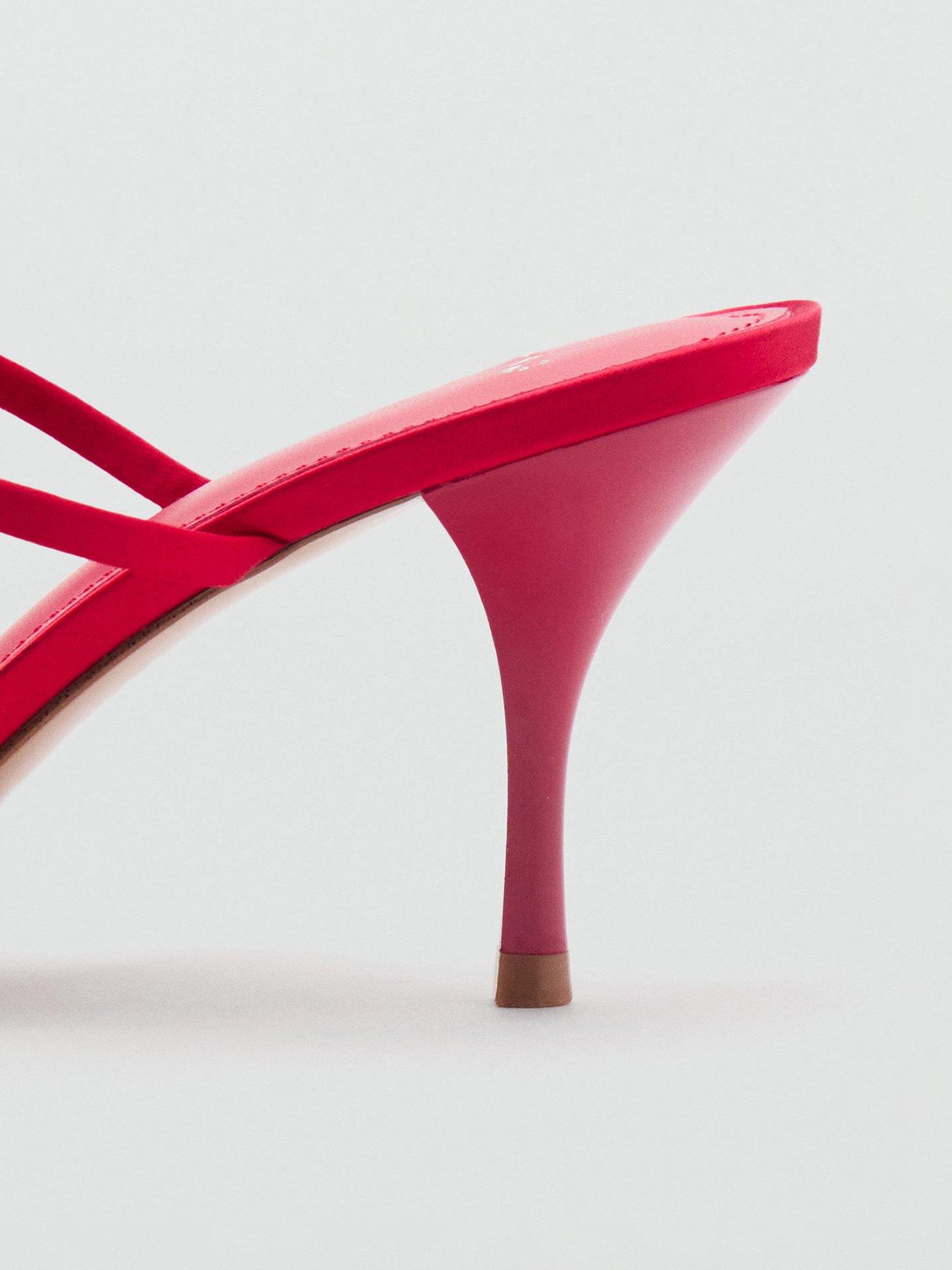  image of mango-strappy-heeled-sandals-with-bow-detail-red