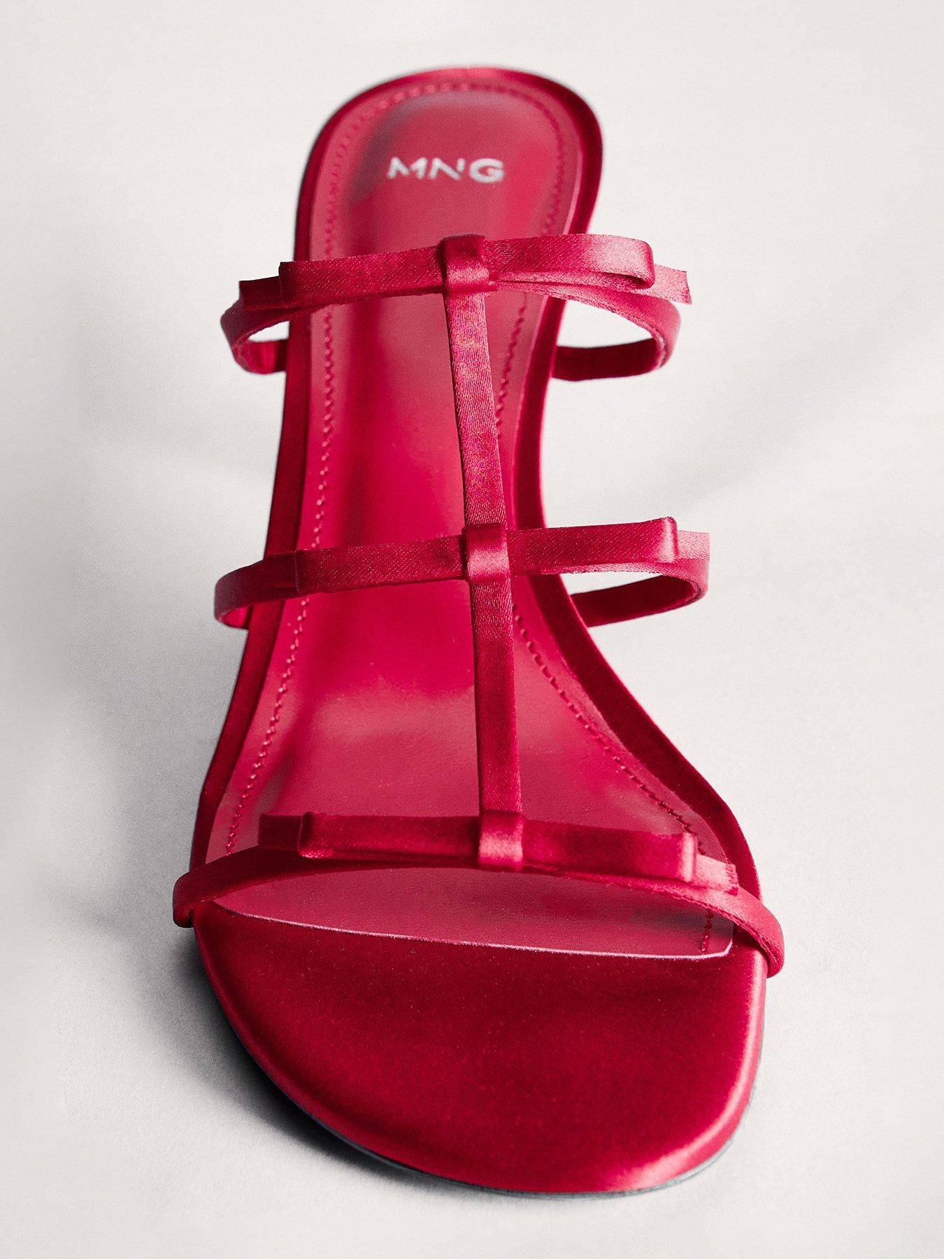  image of mango-strappy-heeled-sandals-with-bow-detail-red