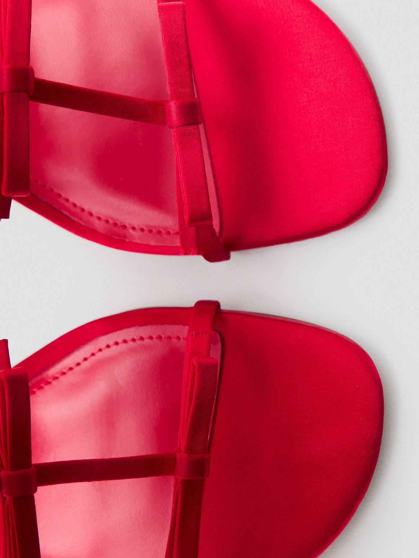  image of mango-strappy-heeled-sandals-with-bow-detail-red