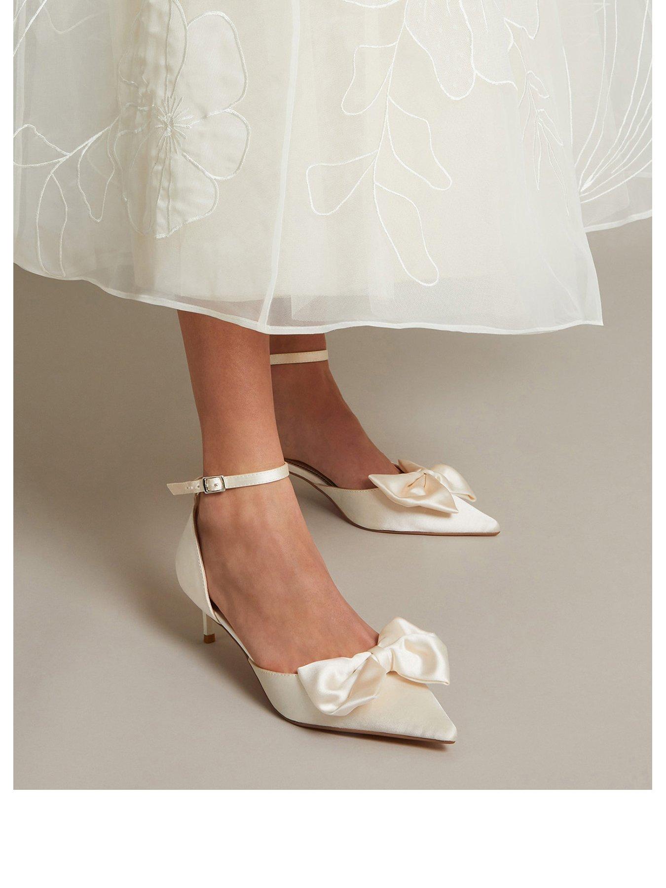  image of monsoon-stacy-satin-bow-pointed-toe-heels-cream