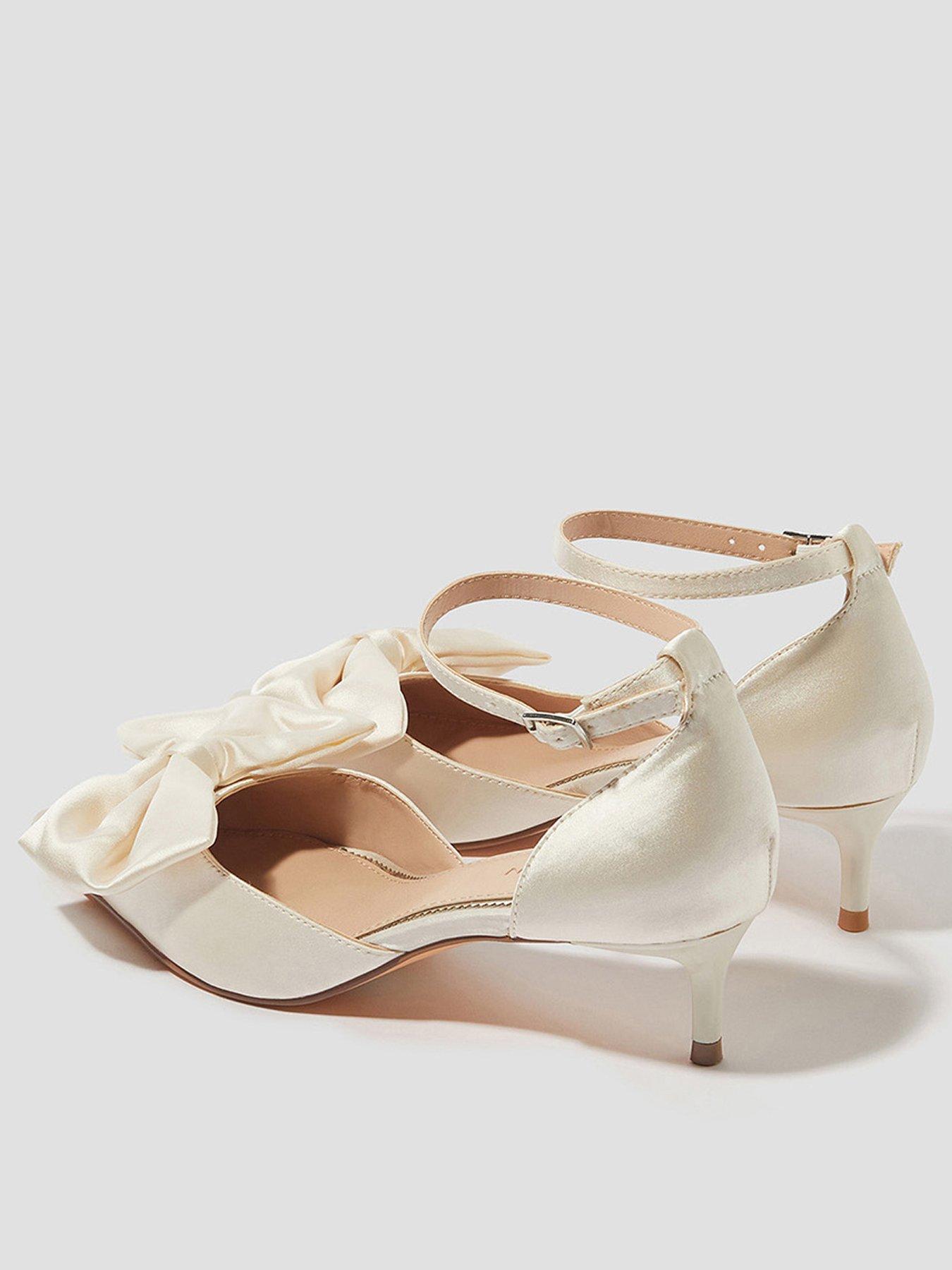  image of monsoon-stacy-satin-bow-pointed-toe-heels-cream
