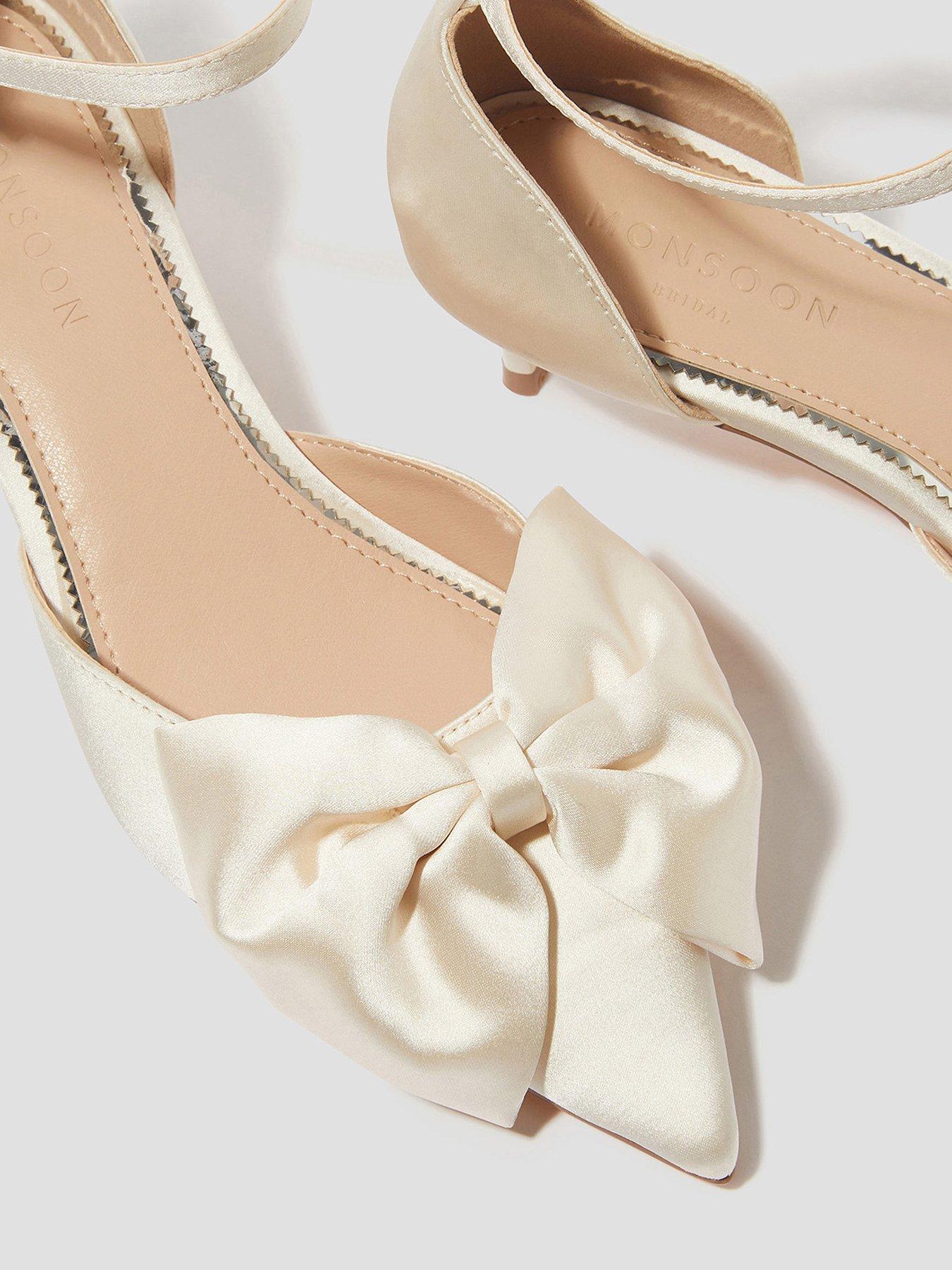  image of monsoon-stacy-satin-bow-pointed-toe-heels-cream