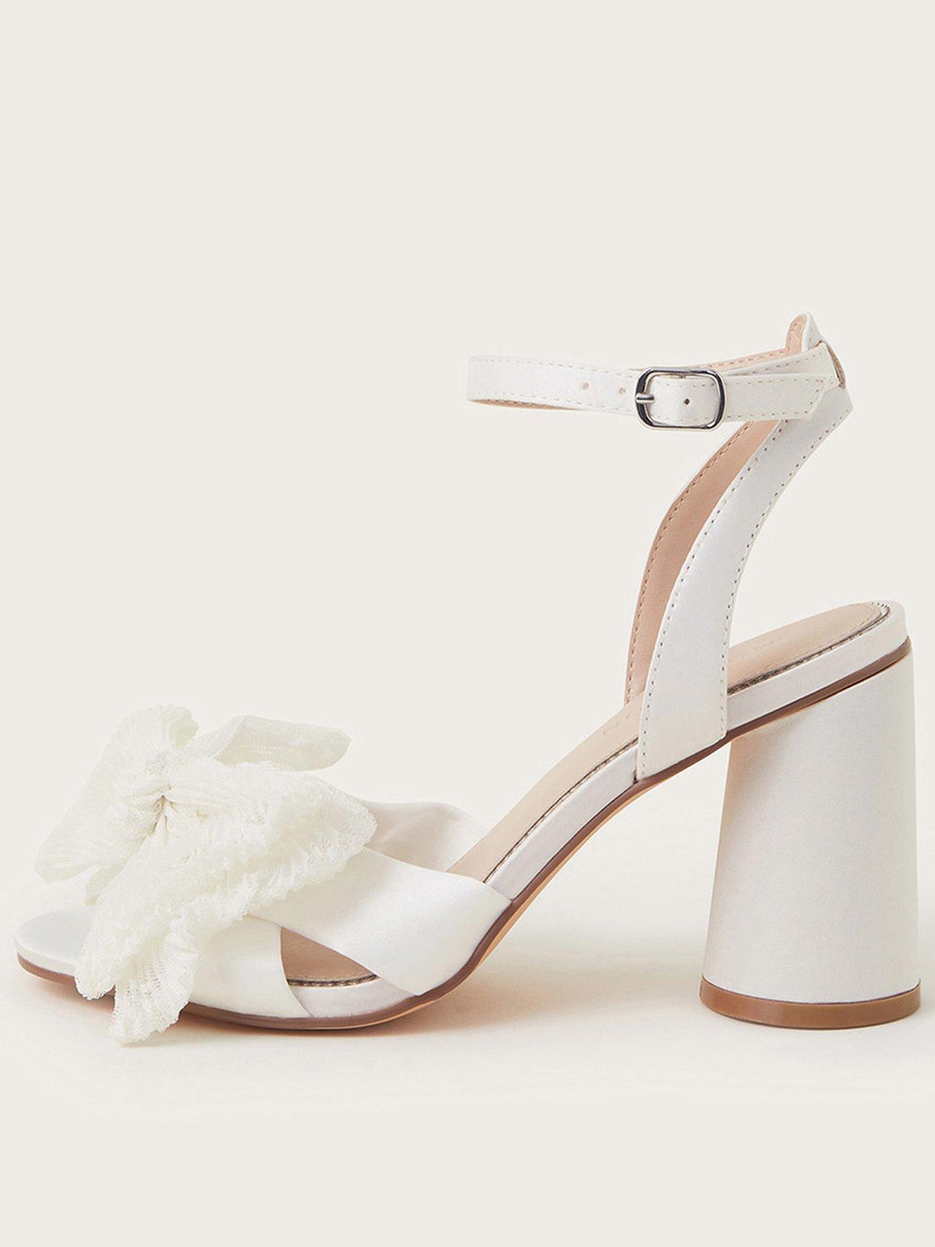 undefined Kia Lace Bow Heeled Sandals - Ivory