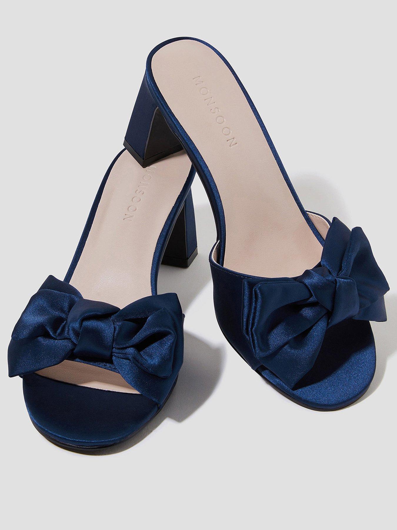 image of monsoon-tia-satin-bow-mule-navy