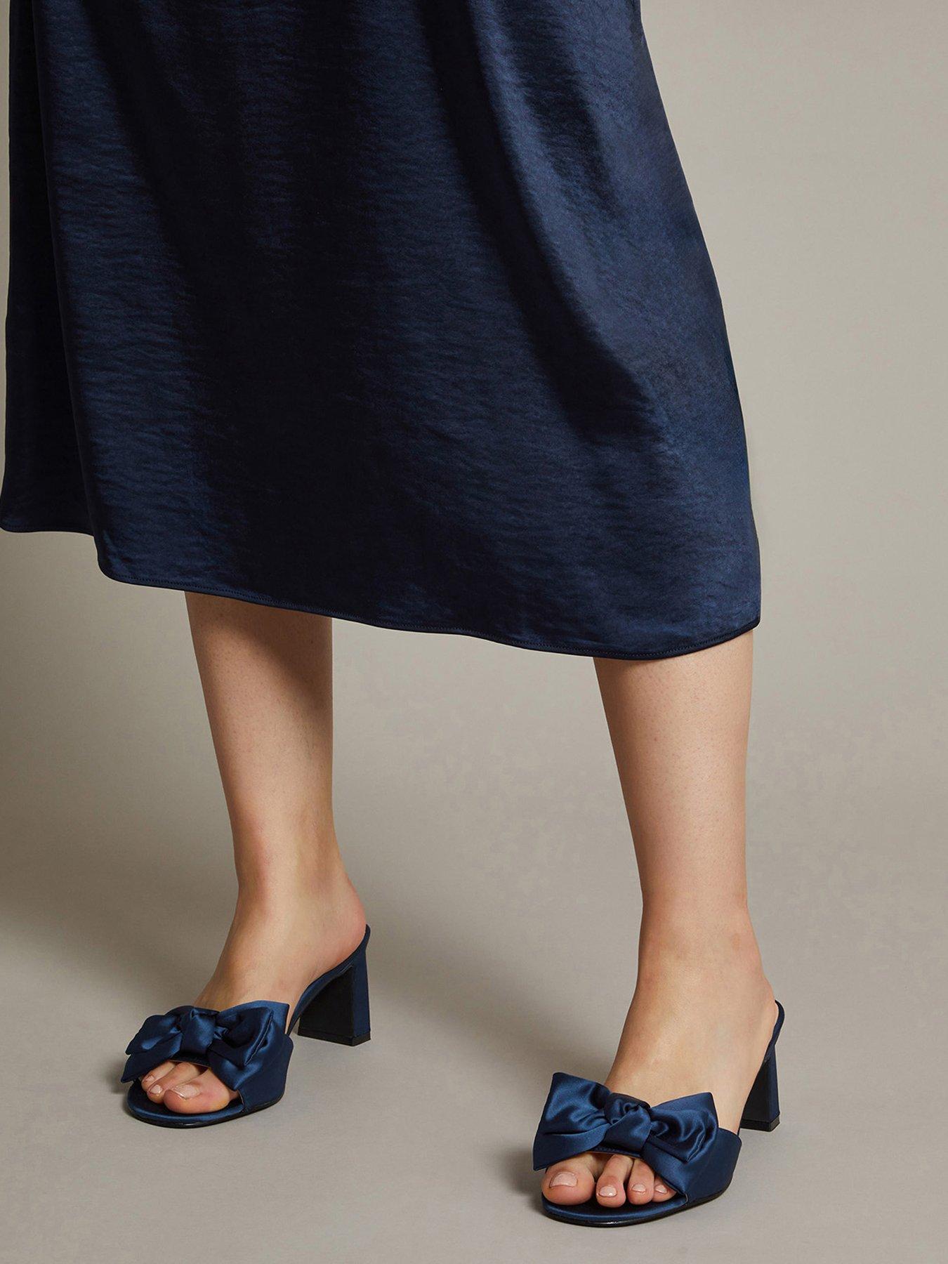 image of monsoon-tia-satin-bow-mule-navy