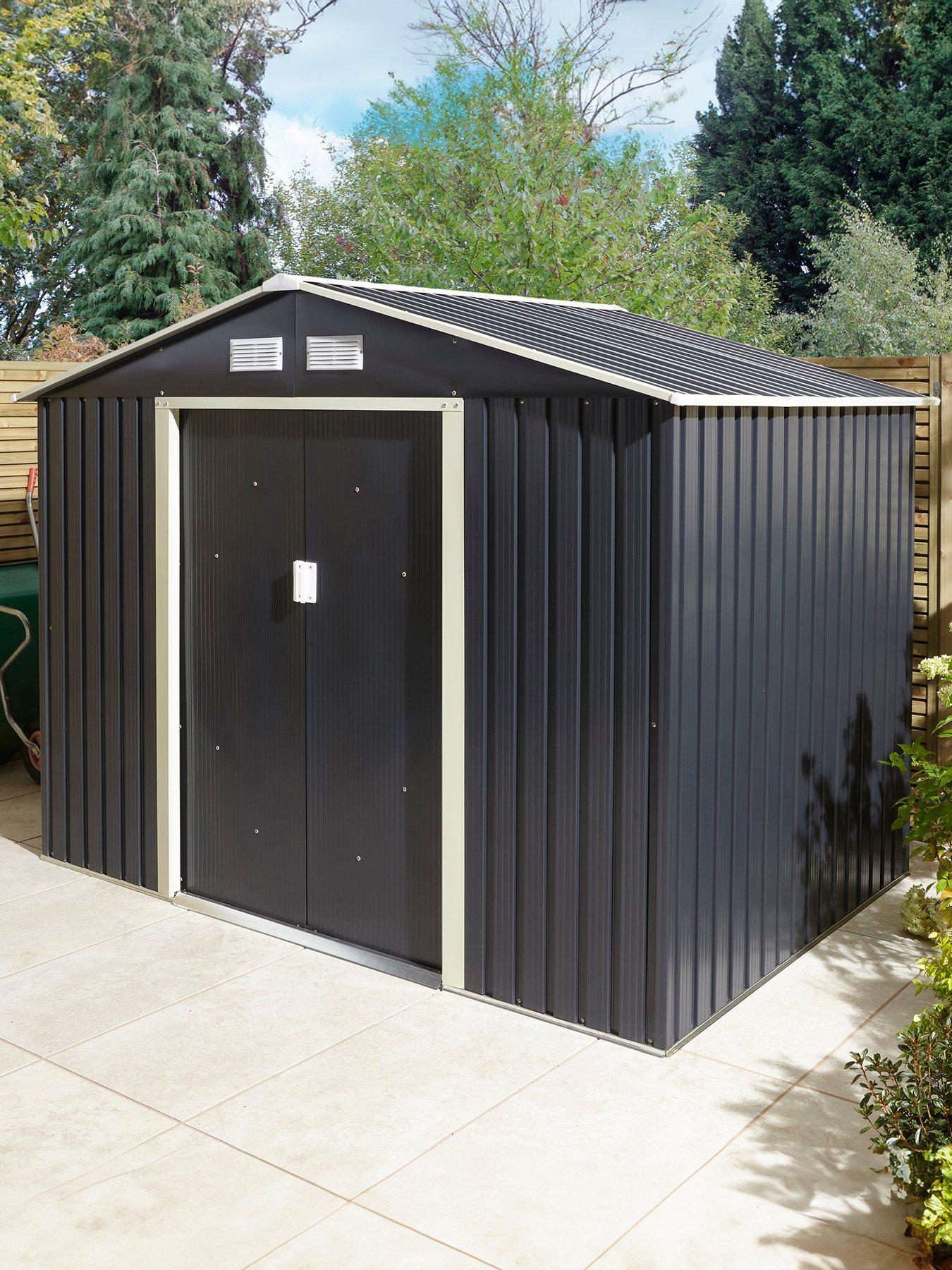 undefined Trentvale 8x6 Metal Apex Shed Dark Grey with Foundation Kit