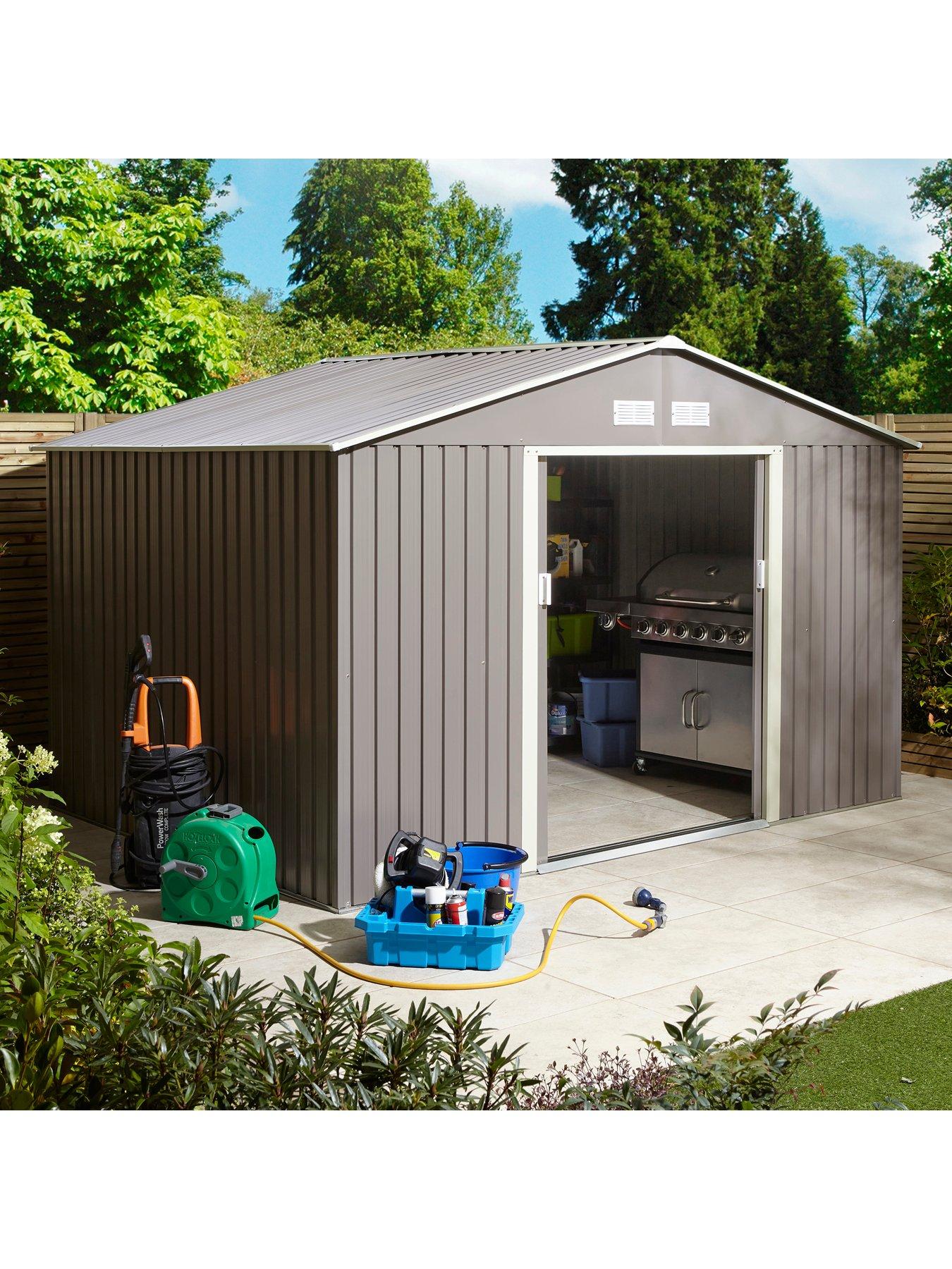Image 3 of 7 of Rowlinson Trentvale 10x8 Metal Apex Shed Light Grey with Foundation Kit