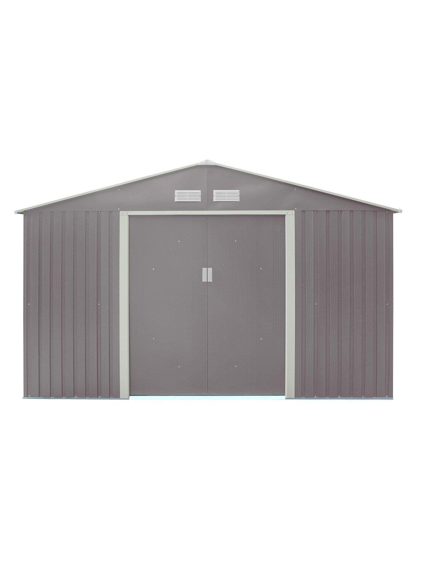 Image 6 of 7 of Rowlinson Trentvale 10x12 Metal Apex Shed Light Grey with Foundation Kit