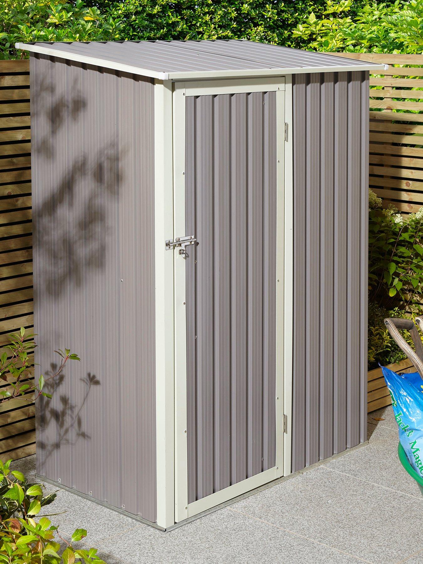 Image 1 of 7 of Rowlinson Trentvale 5X3 Metal Pent Shed Light Grey with Foundation Kit