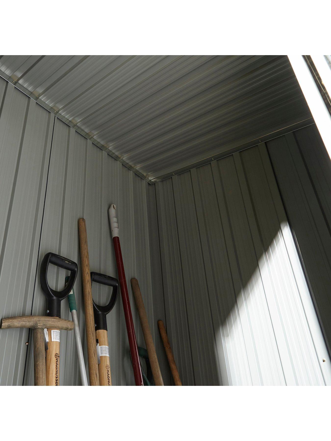  image of rowlinson-trentvale-5x3-metal-pent-shed-dark-grey-with-foundation-kit