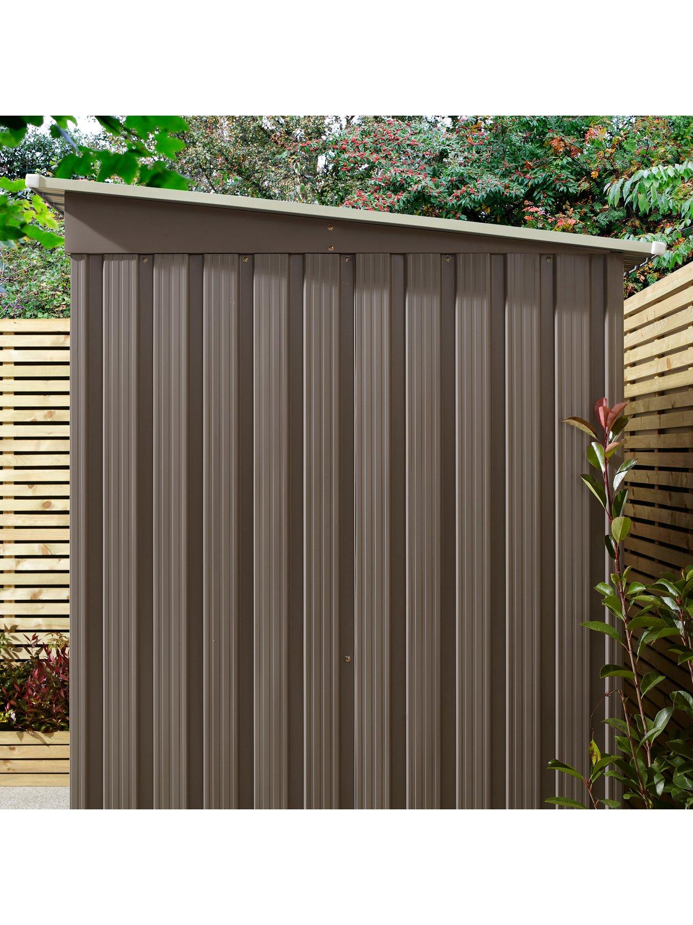  image of rowlinson-trentvale-6x4-metal-pent-shed-light-grey-with-foundation-kit