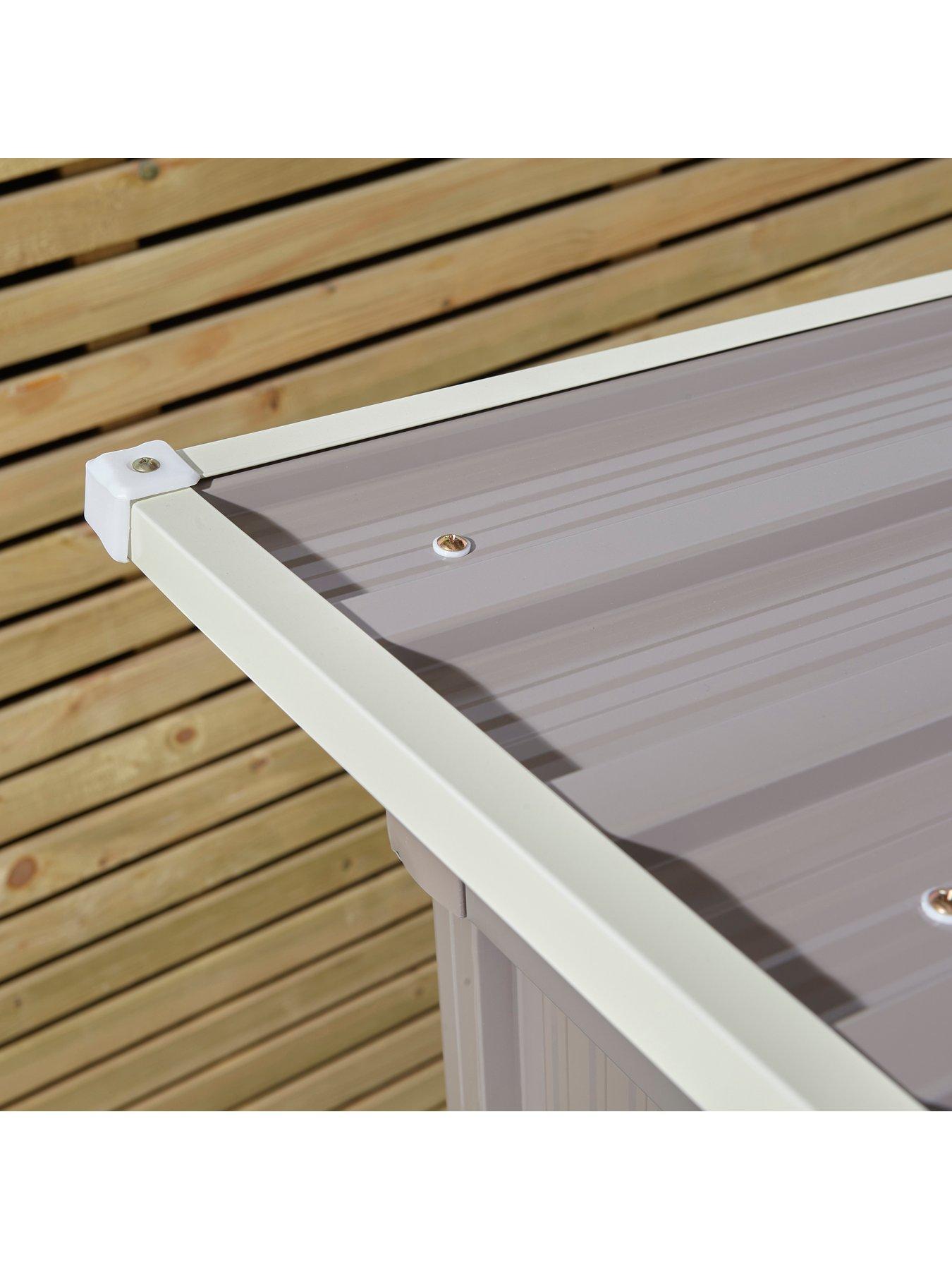  image of rowlinson-trentvale-6x4-metal-pent-shed-light-grey-with-foundation-kit