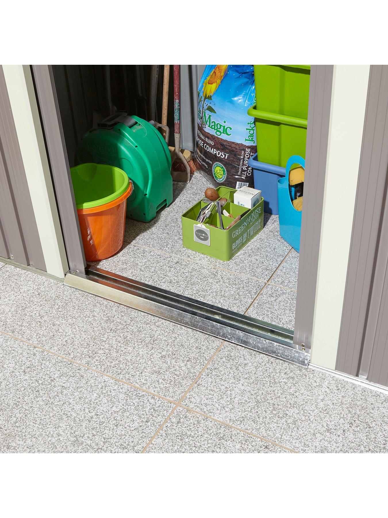  image of rowlinson-trentvale-6x4-metal-pent-shed-light-grey-with-foundation-kit